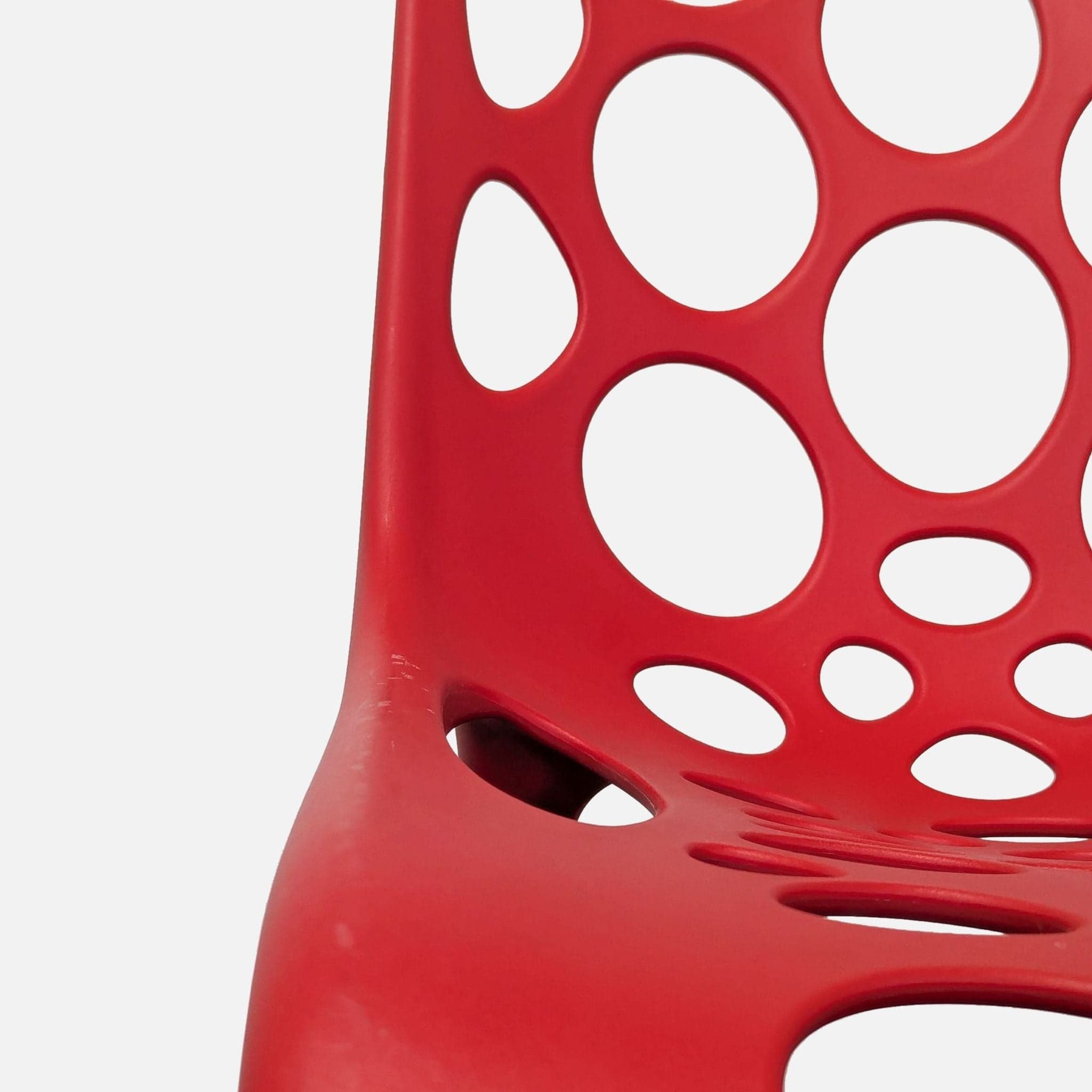 Red Plastic Dining Chair with Circle Cut-Outs - Thumbnail 5