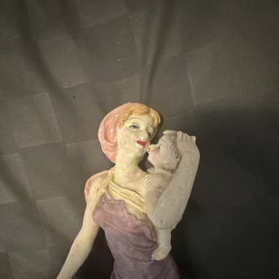 Hand Painted Ceramic Figurine Woman with Child Multicolor - Thumbnail 2