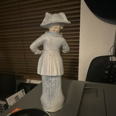 Porcelain Blue and White Decorative Man Figurine Matte Finish - Thumbnail 3
