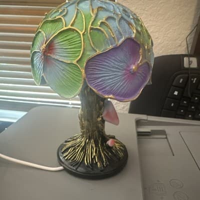 Multicolor Floral Accent Table Lamp, Corded Power, Wall Switch Control - Thumbnail 2