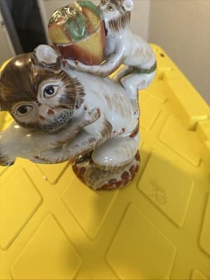 Vintage Porcelain Monkey Teapot w/ Blank English Registry Mark on Base- on Cover - Thumbnail 5
