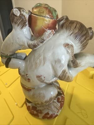 Vintage Porcelain Monkey Teapot w/ Blank English Registry Mark on Base- on Cover - Thumbnail 3