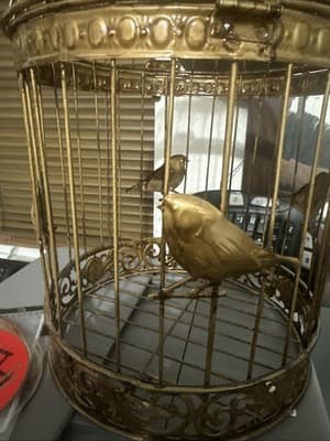 Wire Steel Dome Bird Cage Golden Ornate Decor - Thumbnail 3