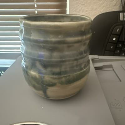 Handmade Ceramic Art Pottery Mug Gray Green Glossy Finish With Handle - Thumbnail 2