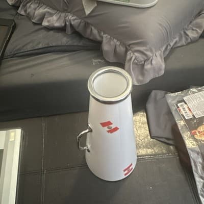 White Red Portable Plastic Cheerleading Megaphone Peru Flag Design - Thumbnail 2
