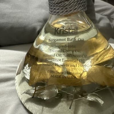 Vintage 1996 Kristal Bergamot Bath Oil Gold & Silver Leaf NOS Sealed - Thumbnail 2