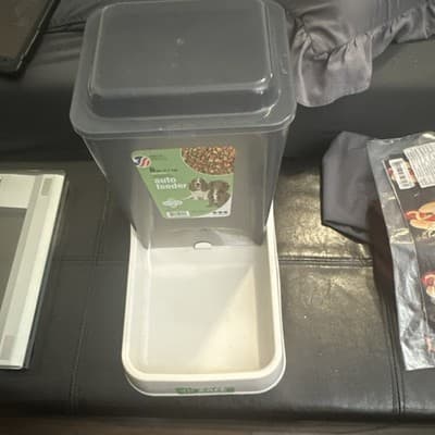 Automatic Dog Feeder BPA-Free Plastic Gray White 6 lbs Food Dispenser - Thumbnail 2