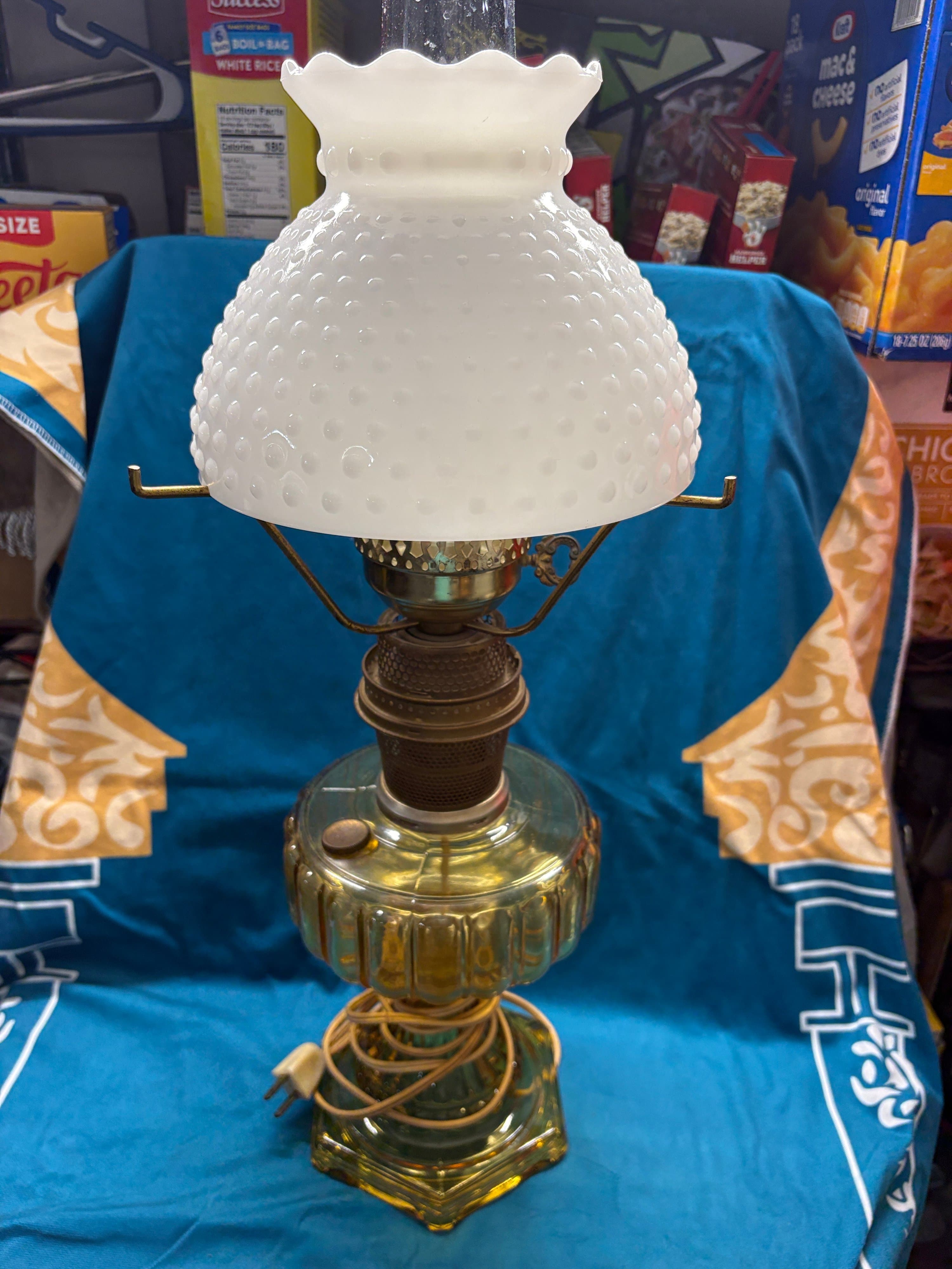 Vintage Hobnail Glass Electric Table Lamp