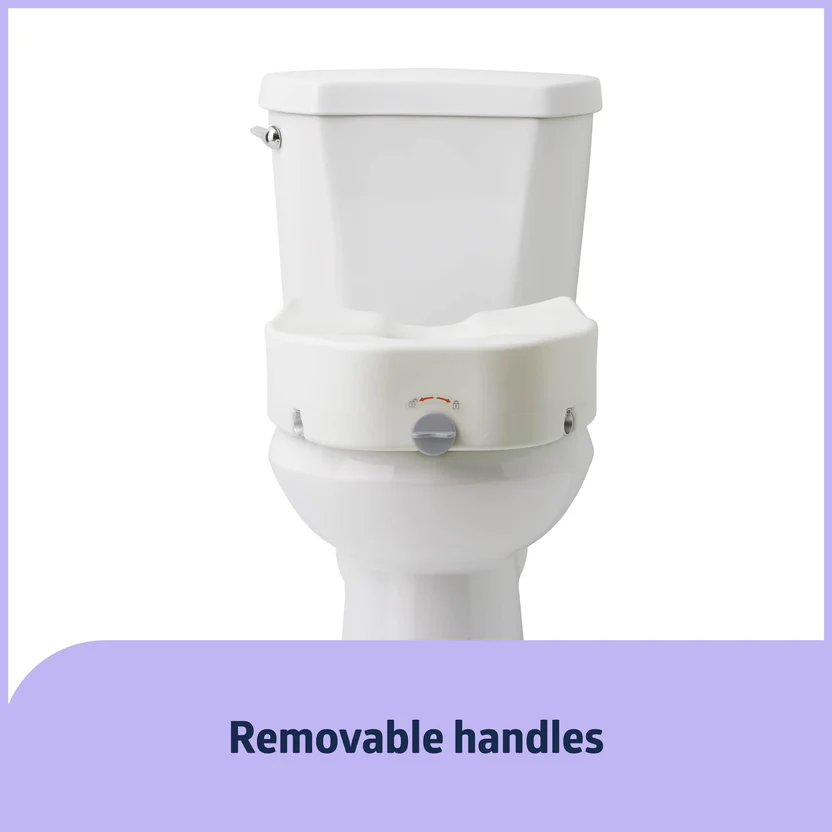 Elongated Raised Toilet Seat, with Lock and Removable Padded Arms - Thumbnail 6