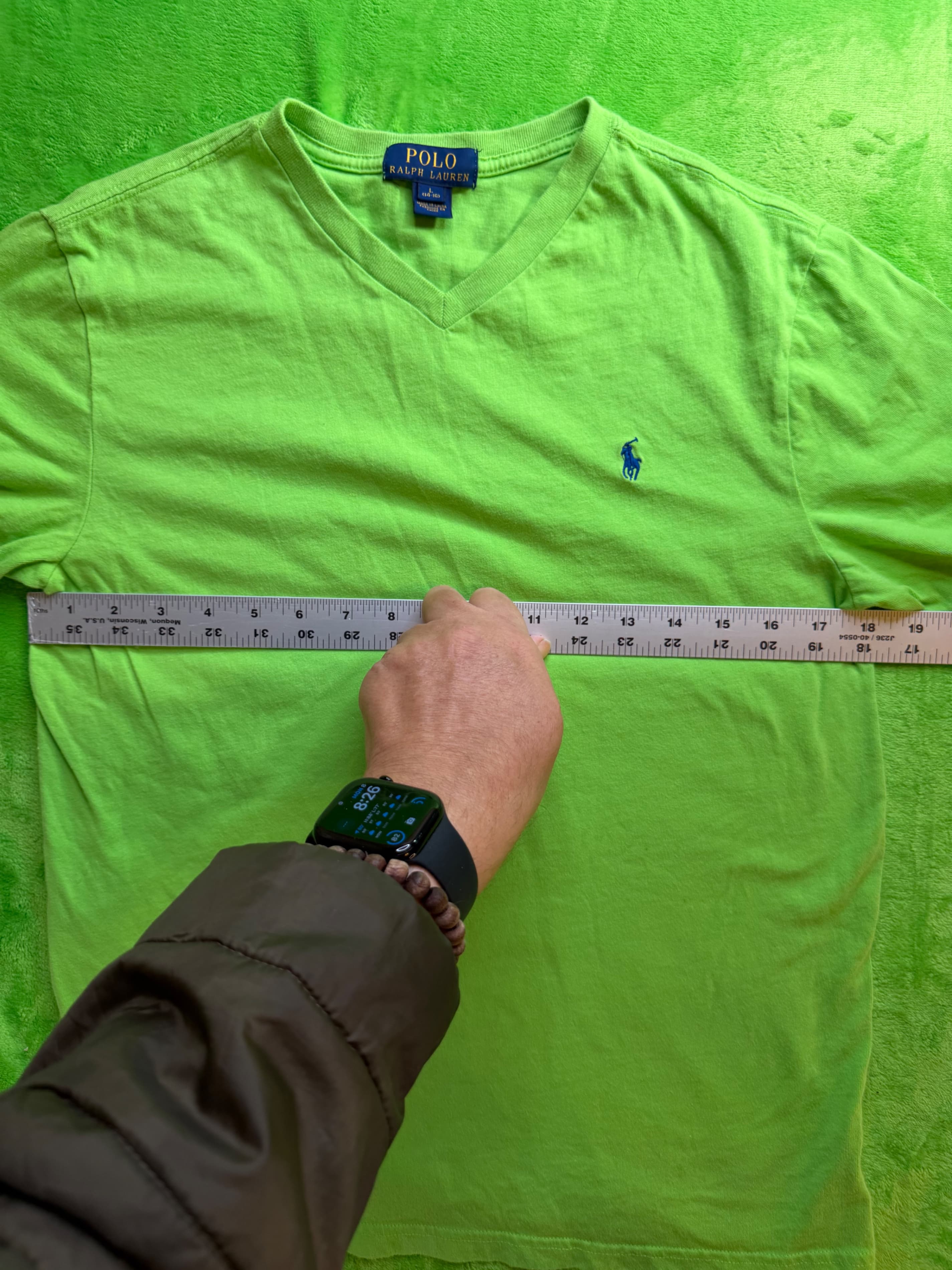 Polo Ralph Lauren Boys V-Neck T-Shirt Sz L 14-16 Lime Green Pony - Thumbnail 5
