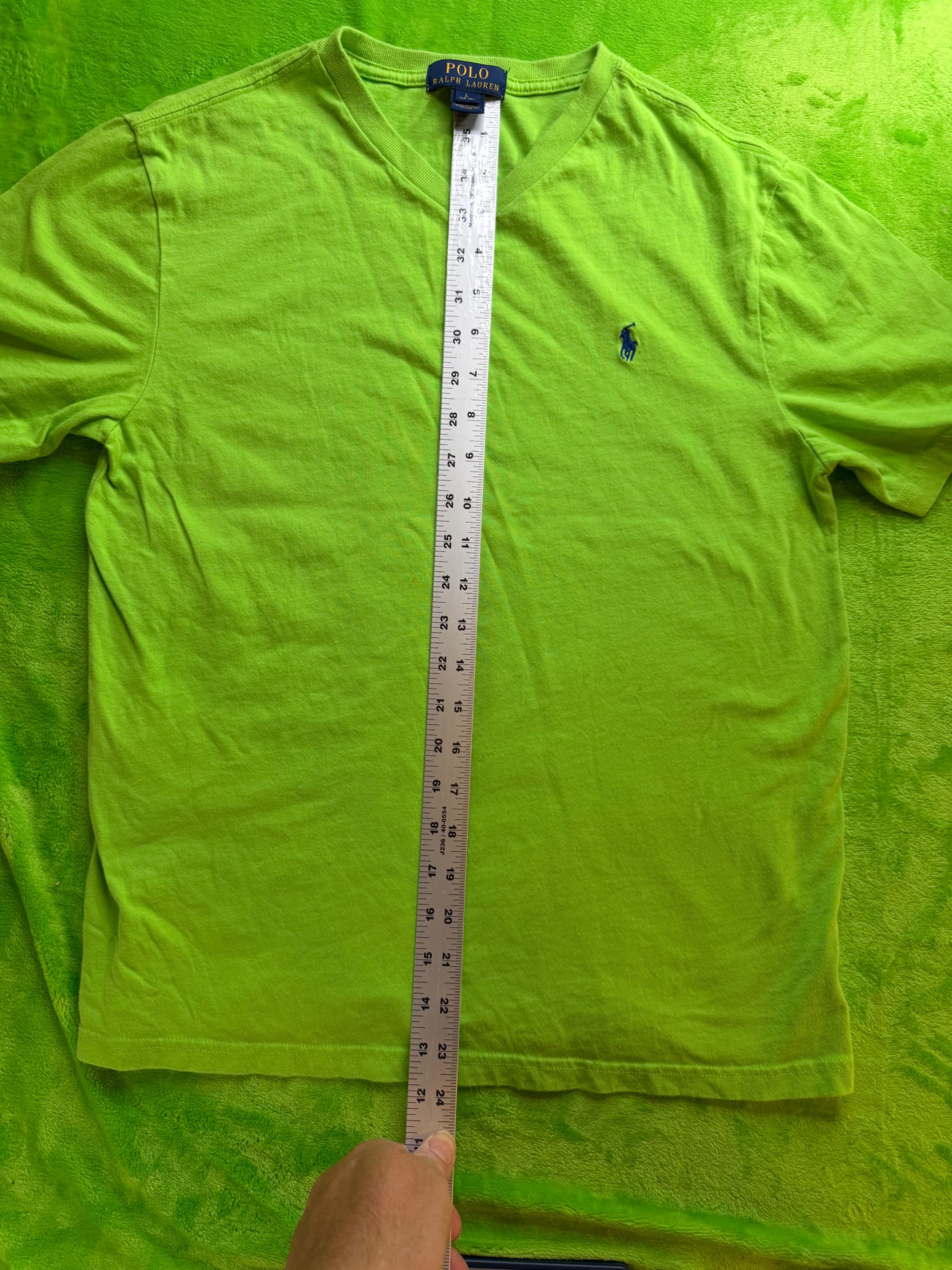 Polo Ralph Lauren Boys V-Neck T-Shirt Sz L 14-16 Lime Green Pony - Thumbnail 6