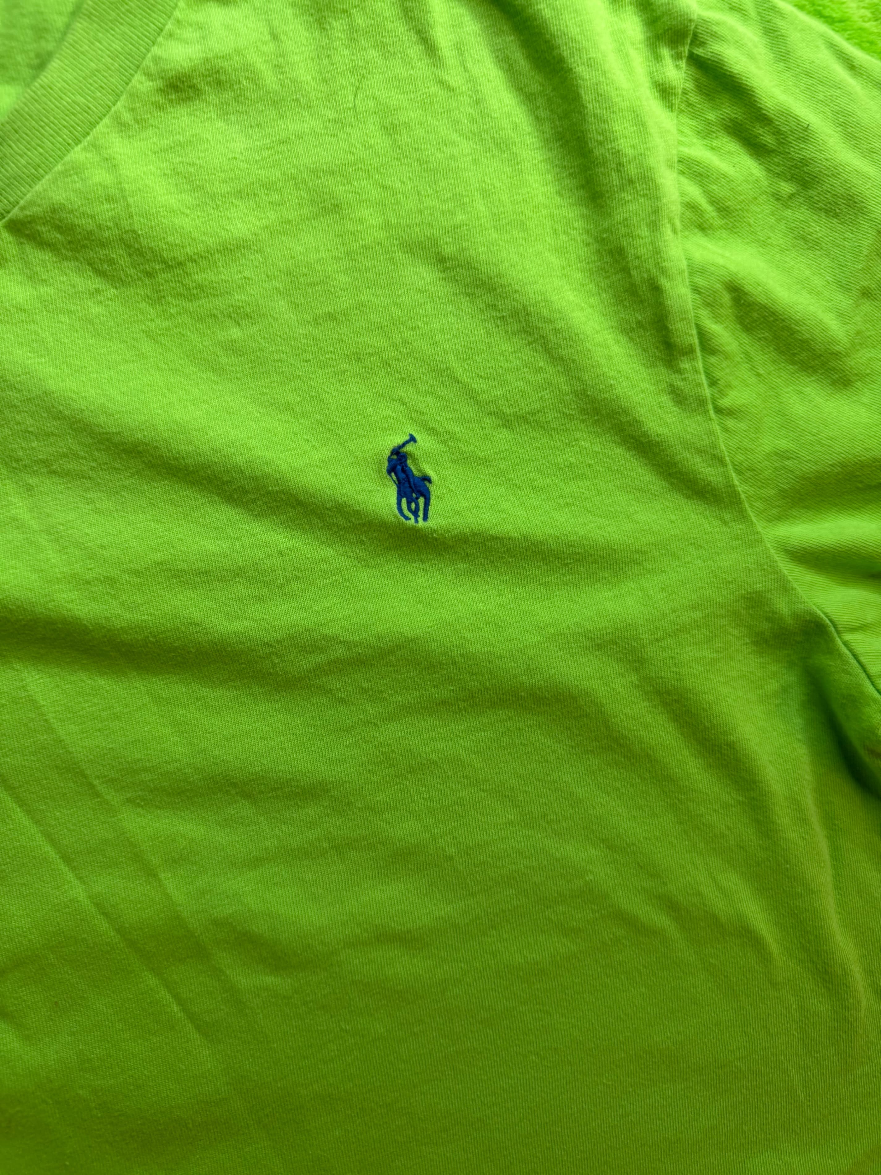 Polo Ralph Lauren Boys V-Neck T-Shirt Sz L 14-16 Lime Green Pony - Thumbnail 4