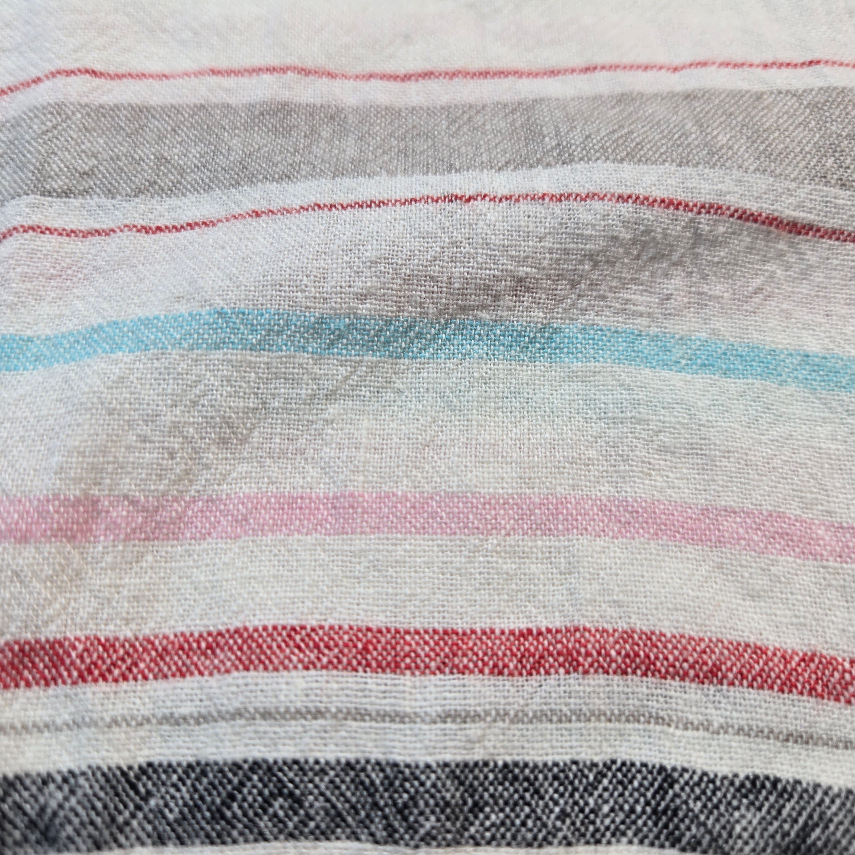 Women's Striped Button-Up Linen Short Sleeve Shirt Size Small - Thumbnail 7