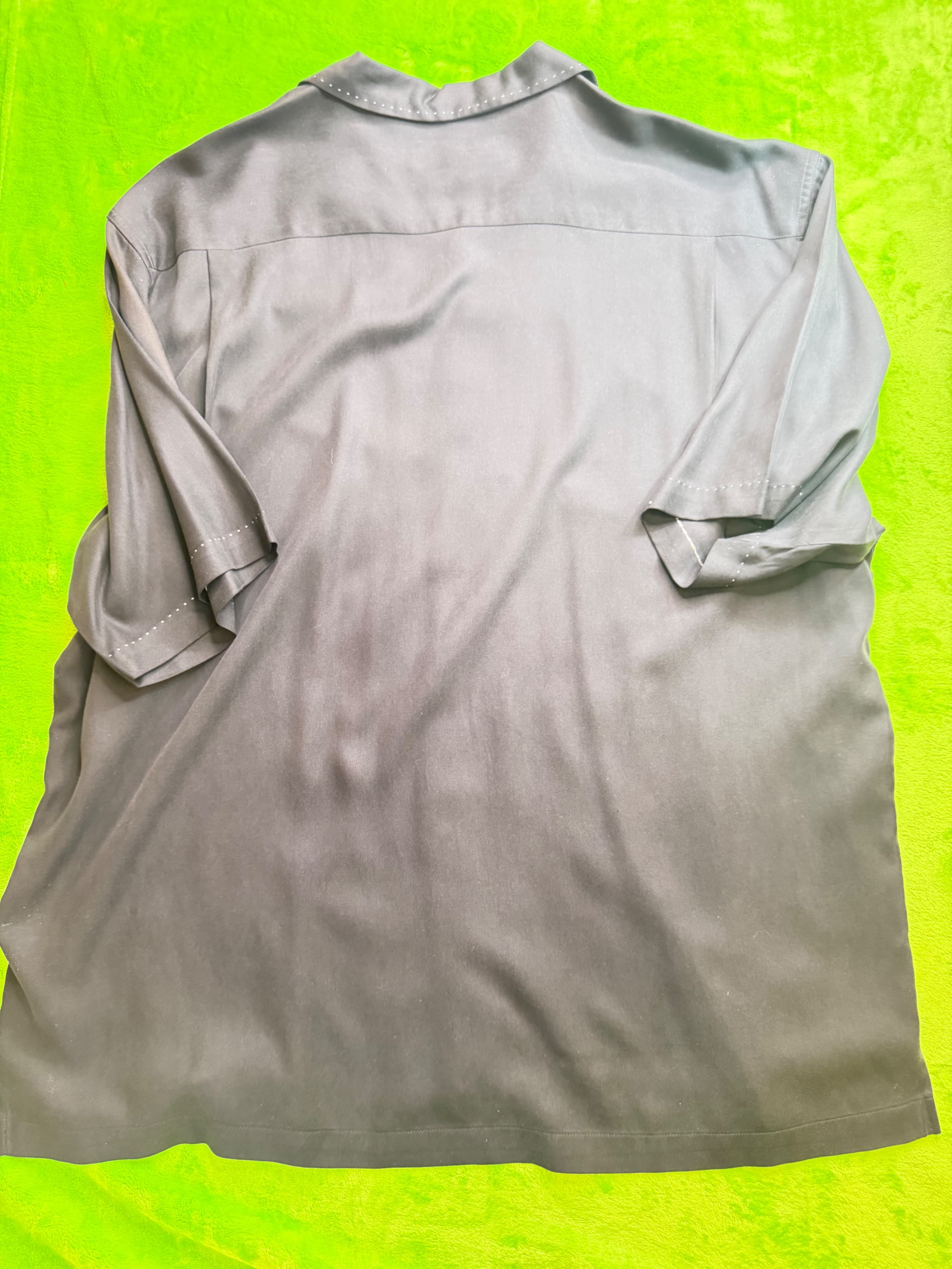 Nat Nast Luxury Originals 100% Silk Camp Shirt Mens XL Charcoal Gray - Thumbnail 3