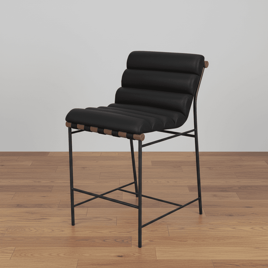 Denver Modern Vail Counter Stool Charcoal Boucle/Walnut FFE258-573