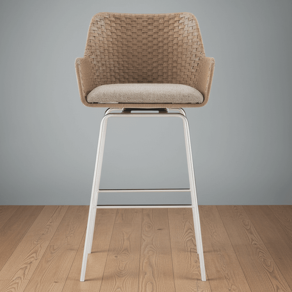 Bernhardt Kyle Coastal Brown Rattan Upholstered Swivel Counter Stool (2 Avail) MB1-36 - Thumbnail 4