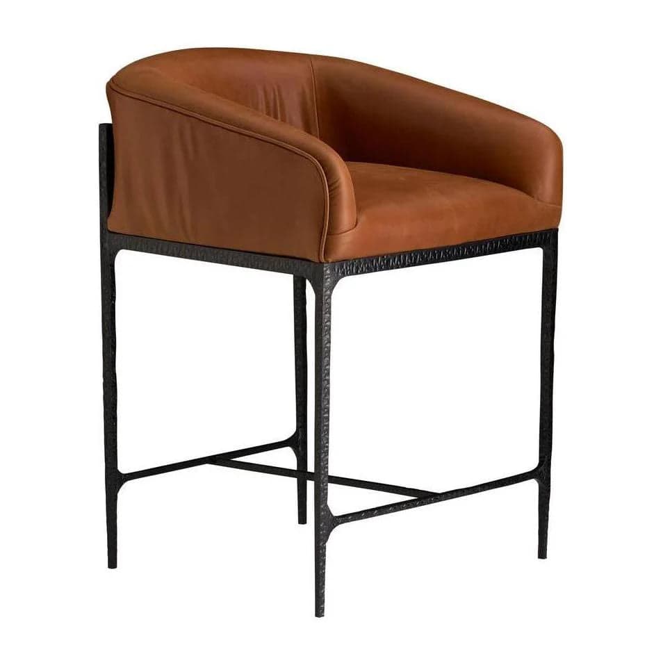 Pair (2) AH Home Saddle Leather Osbourne Counter Stools FFE-1438 - Thumbnail 4