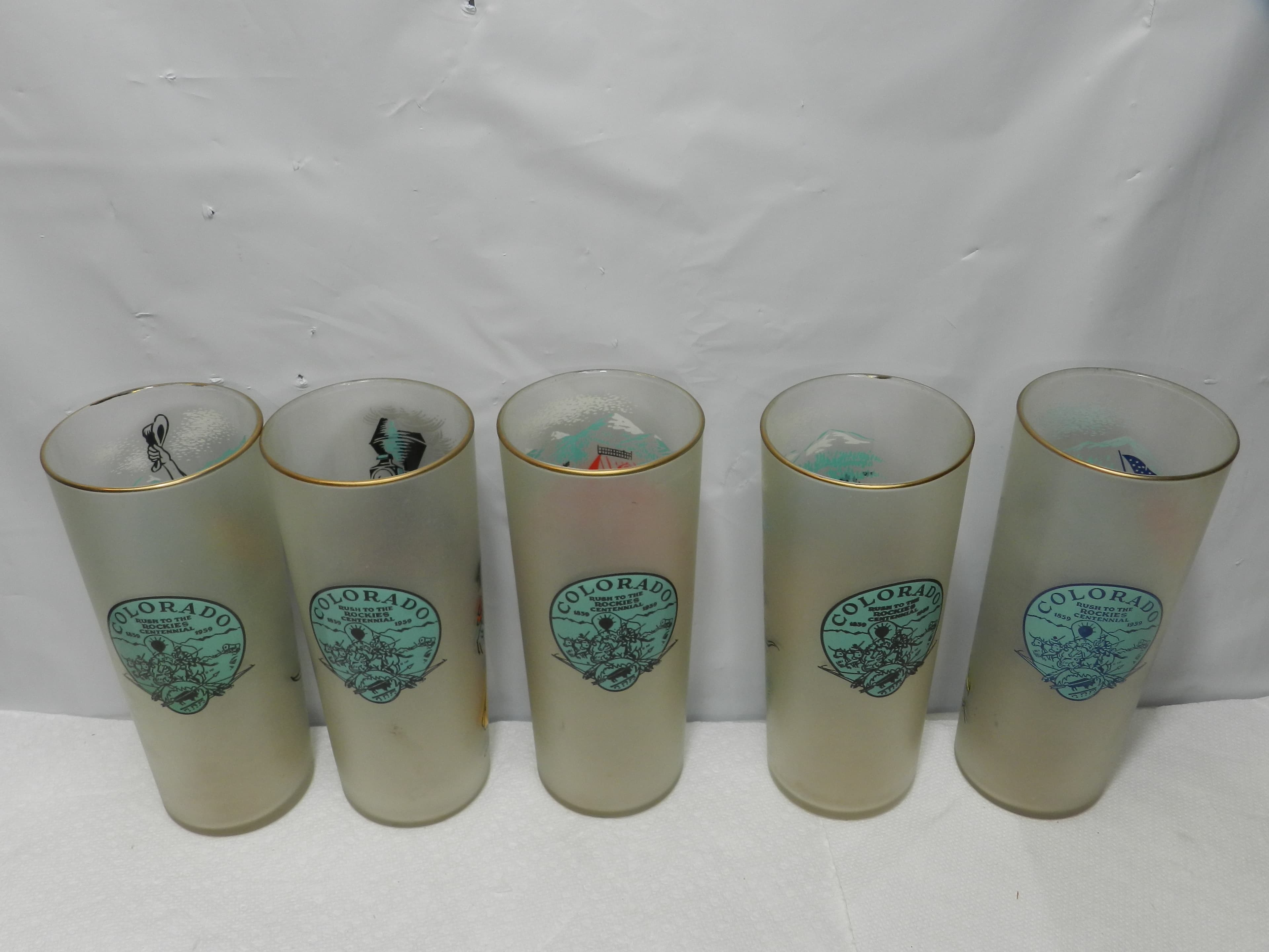 Vintage Libby's Frosted Tumblers 1959 Rush to the Rockies Commemorative Set M90S - Thumbnail 12