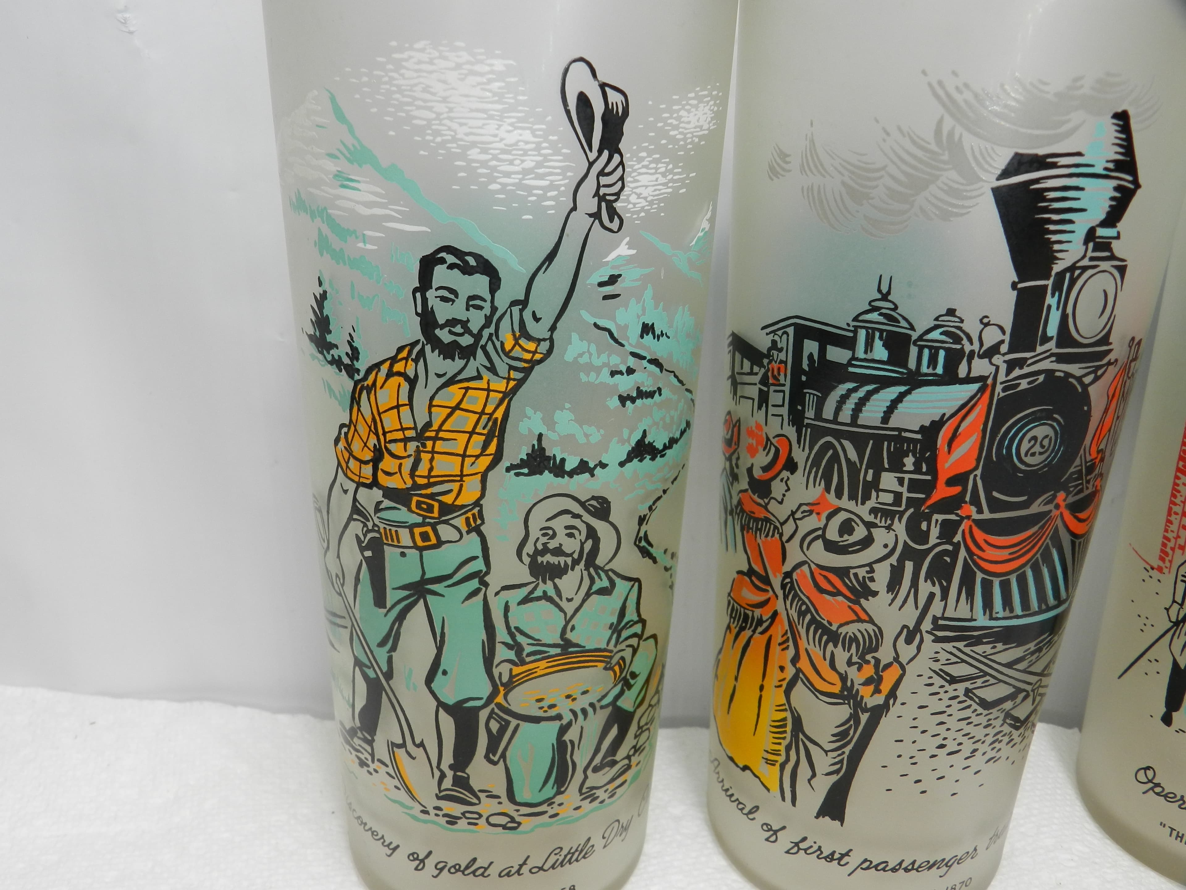 Vintage Libby's Frosted Tumblers 1959 Rush to the Rockies Commemorative Set M90S - Thumbnail 4