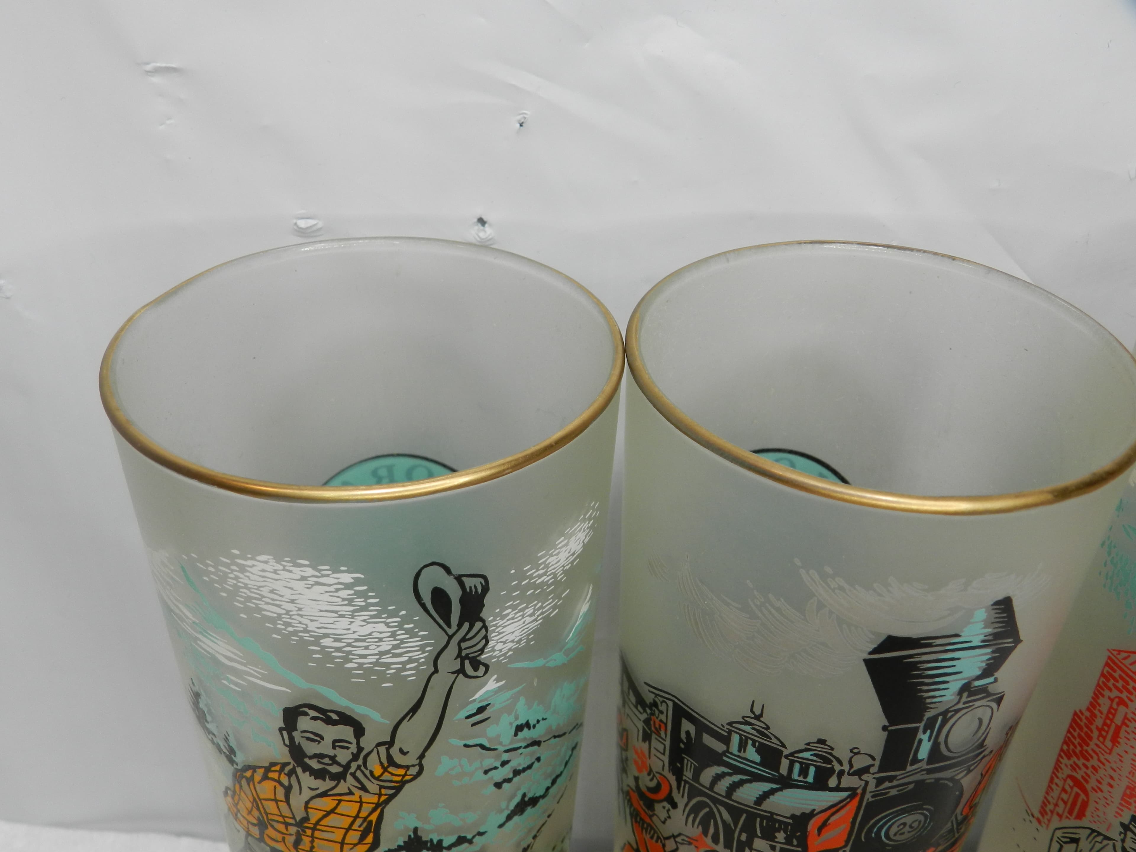 Vintage Libby's Frosted Tumblers 1959 Rush to the Rockies Commemorative Set M90S - Thumbnail 5