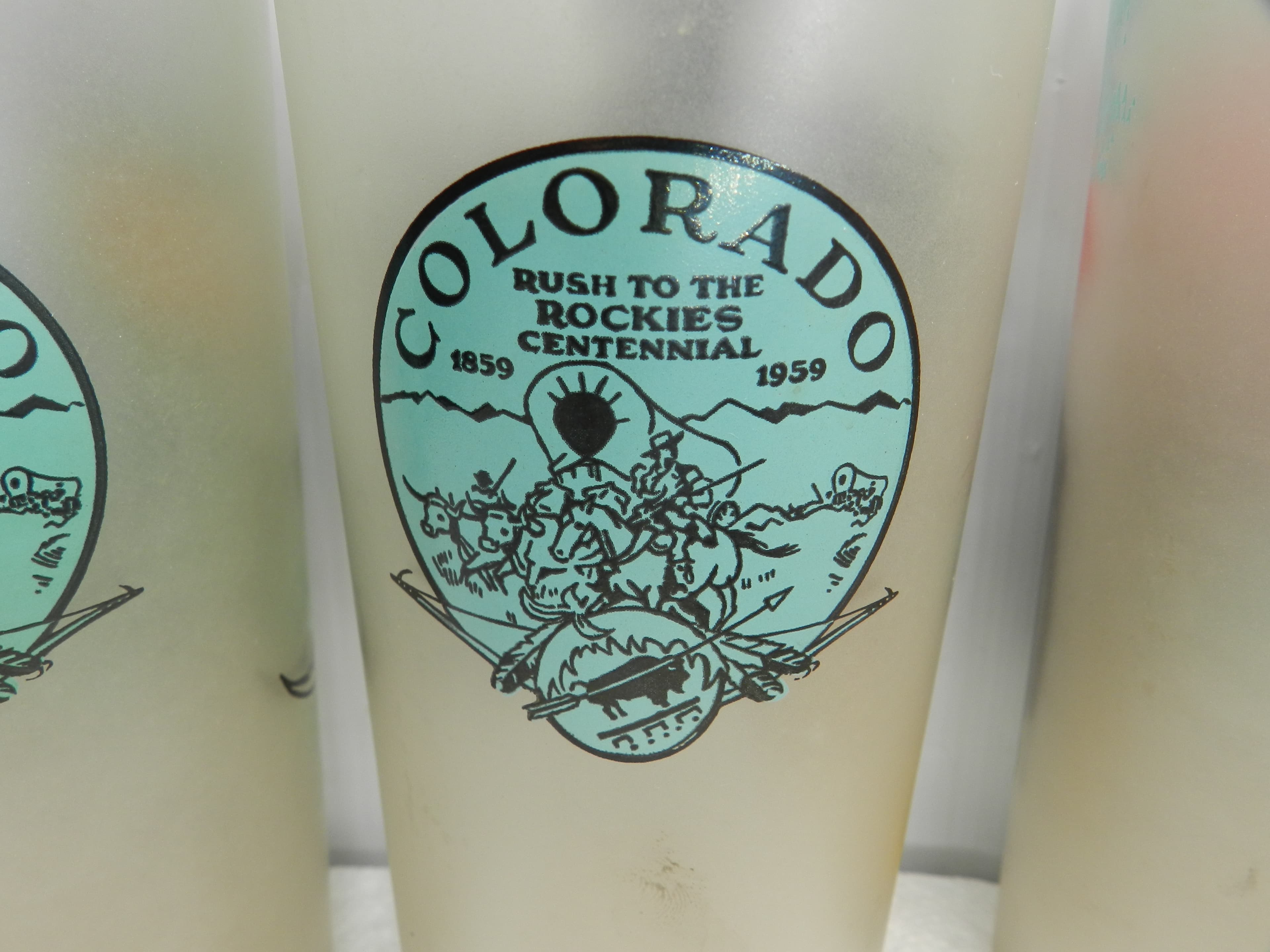 Vintage Libby's Frosted Tumblers 1959 Rush to the Rockies Commemorative Set M90S - Thumbnail 11