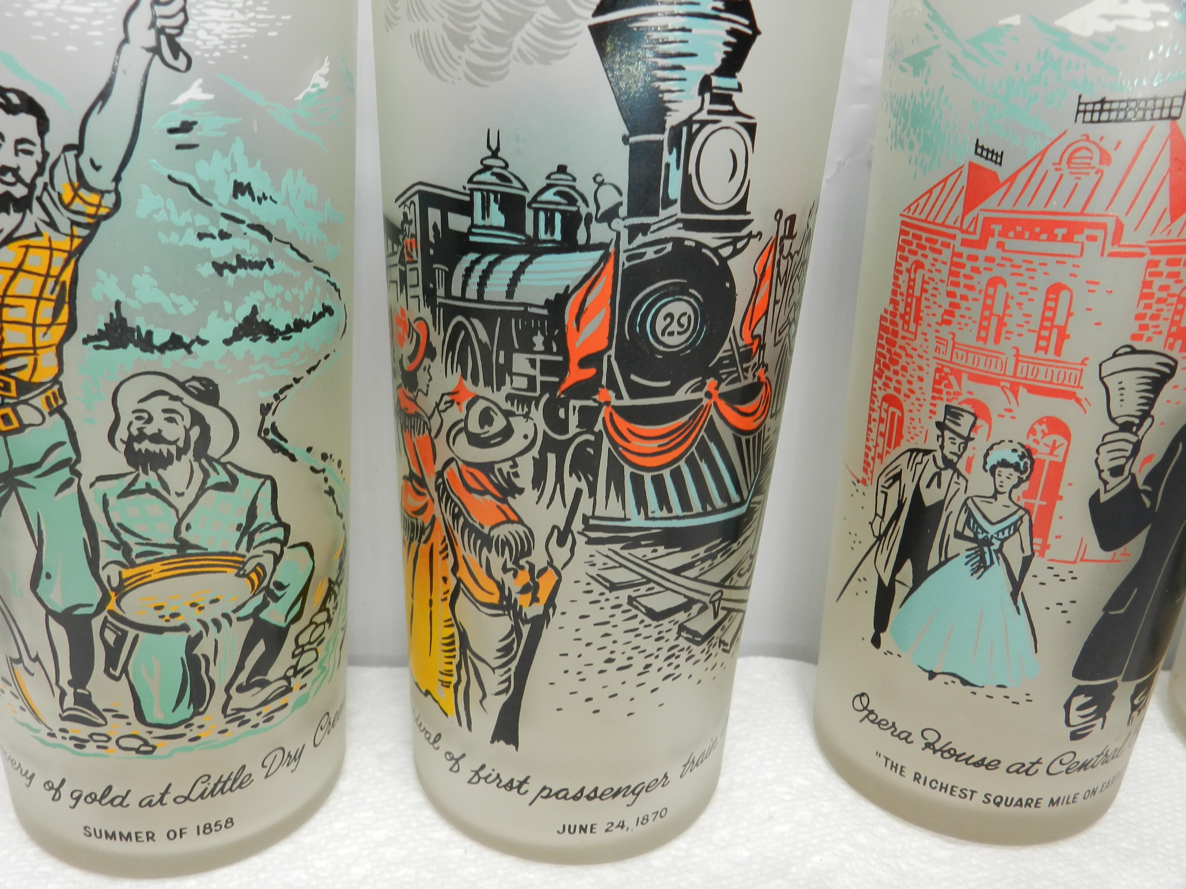 Vintage Libby's Frosted Tumblers 1959 Rush to the Rockies Commemorative Set M90S - Thumbnail 6