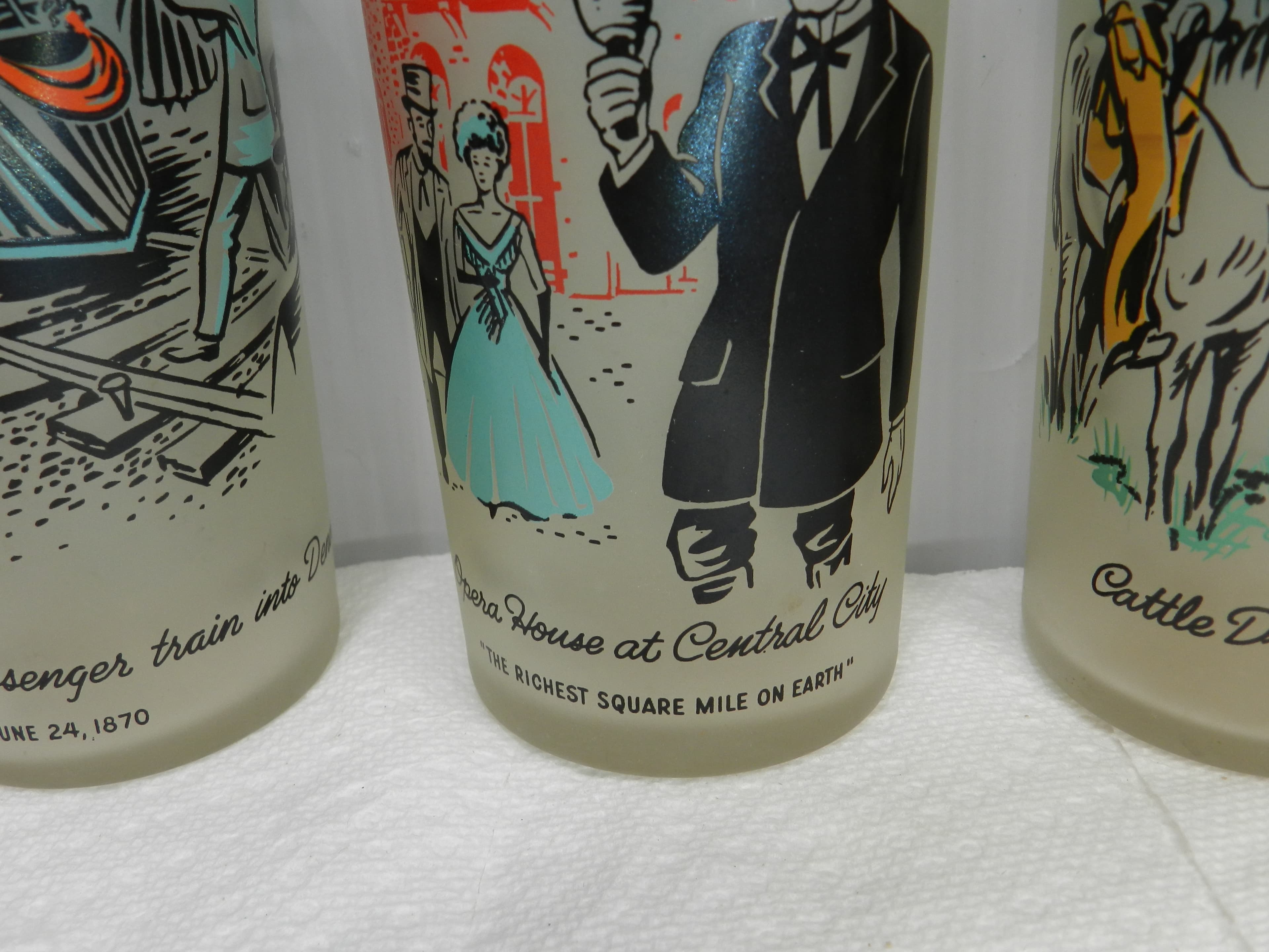 Vintage Libby's Frosted Tumblers 1959 Rush to the Rockies Commemorative Set M90S - Thumbnail 7