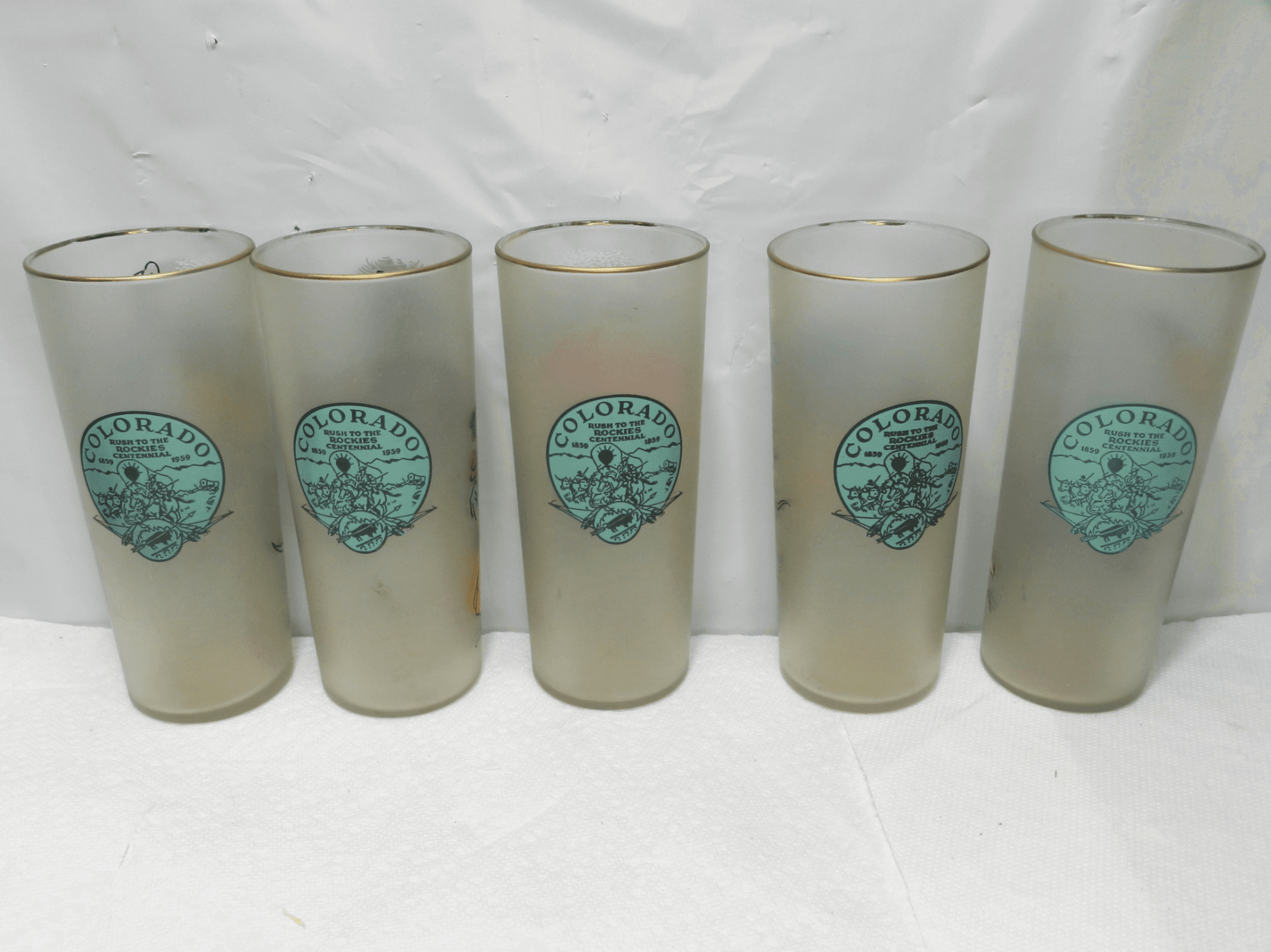 Vintage Libby's Frosted Tumblers 1959 Rush to the Rockies Commemorative Set M90S - Thumbnail 10