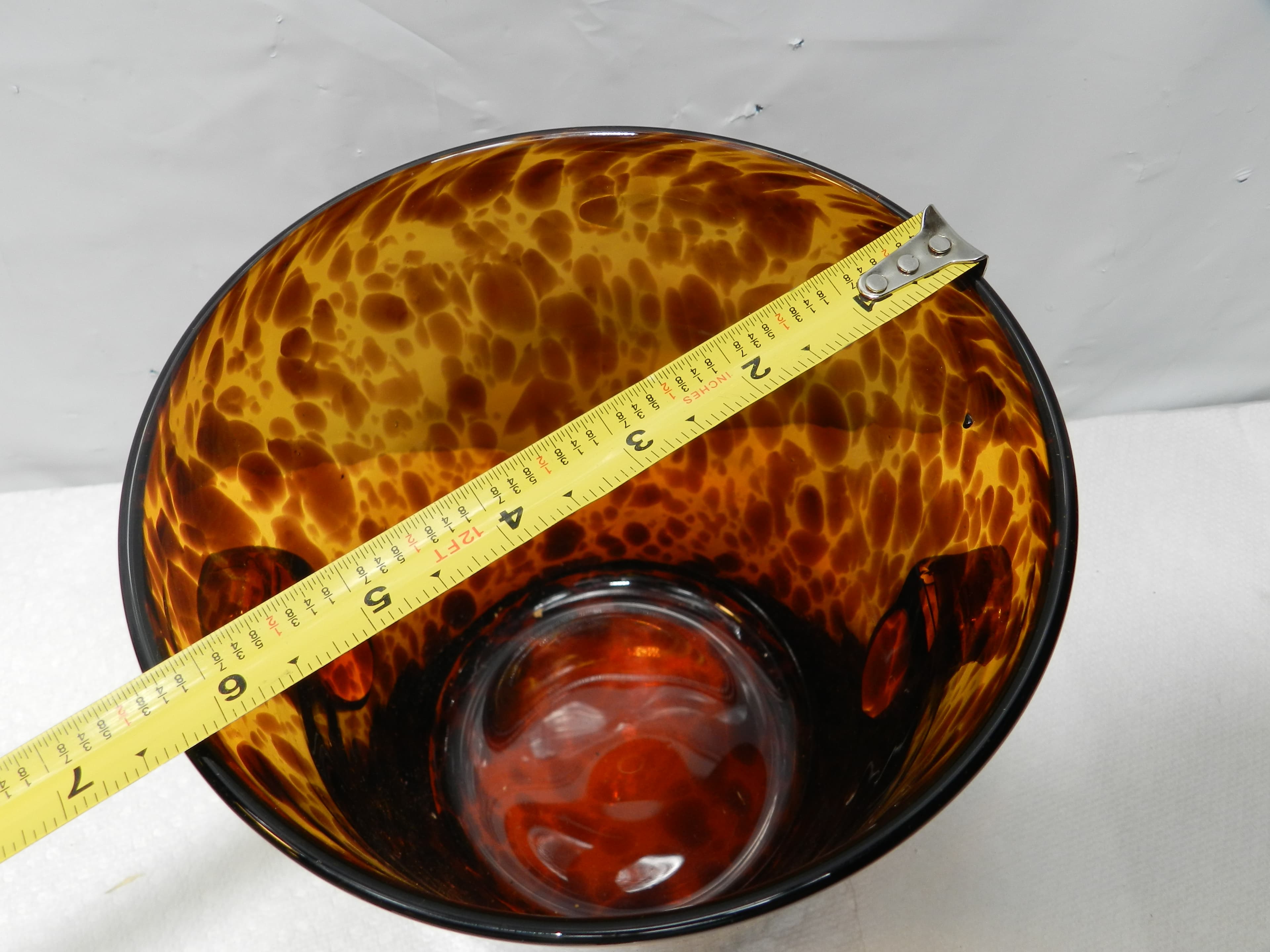 Vintage Tortoise Shell Amber Art Glass Hand Blown Ice Bucket  (M92S) - Thumbnail 10