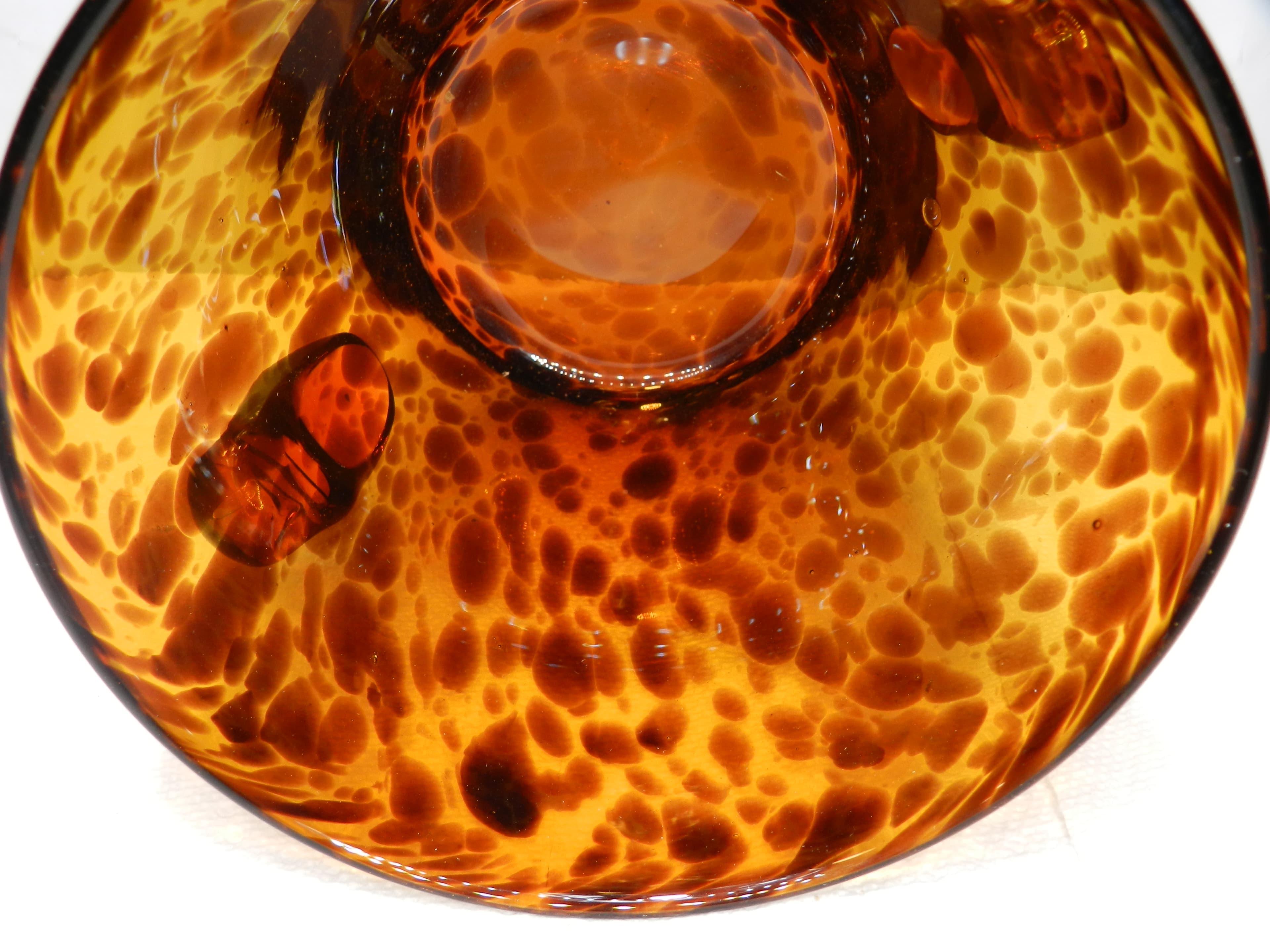 Vintage Tortoise Shell Amber Art Glass Hand Blown Ice Bucket  (M92S) - Thumbnail 7