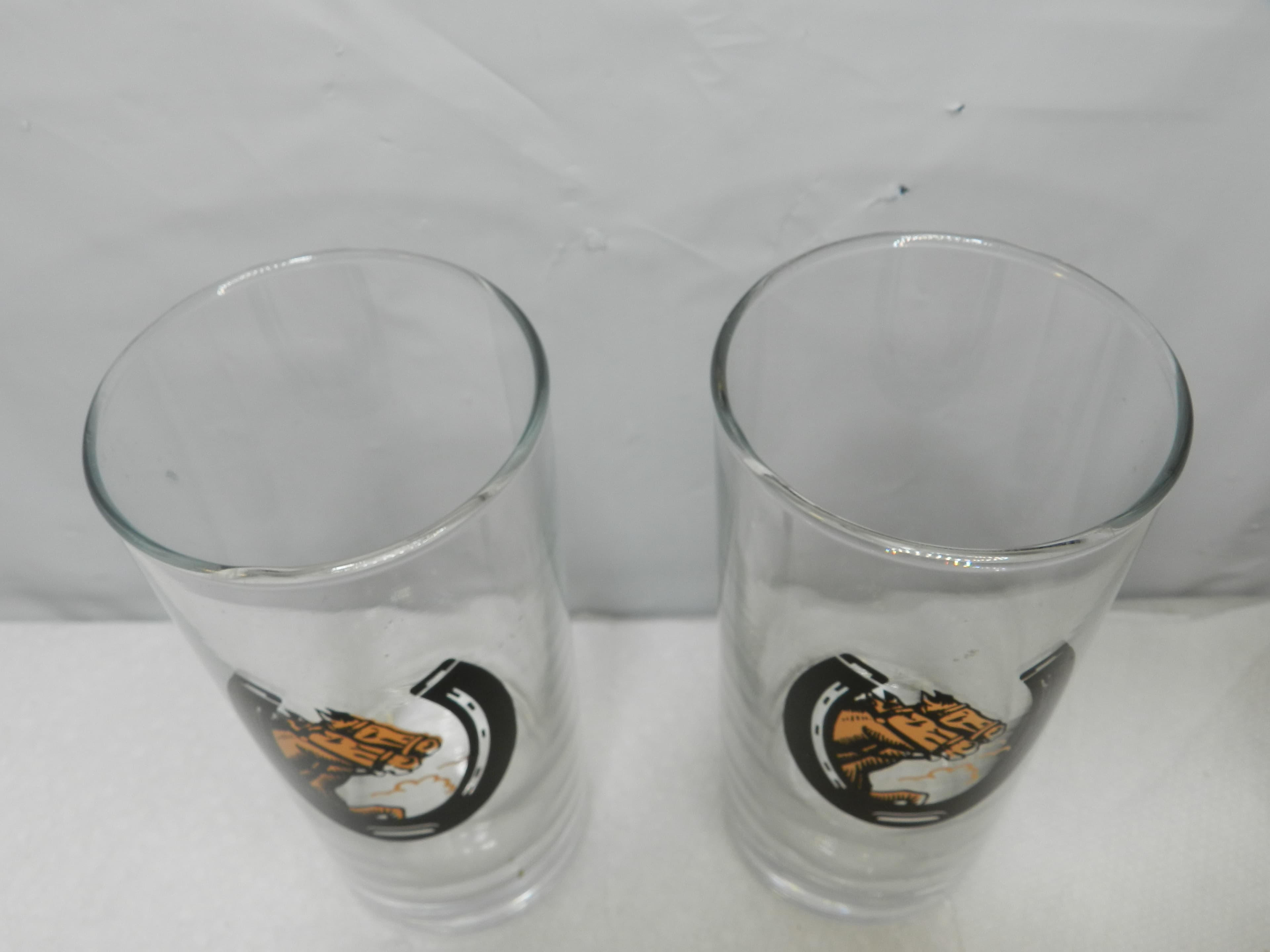 2 Vintage Anchor Hocking Kentucky Derby Horse Racing Julep Glasses  (M98S) - Thumbnail 2