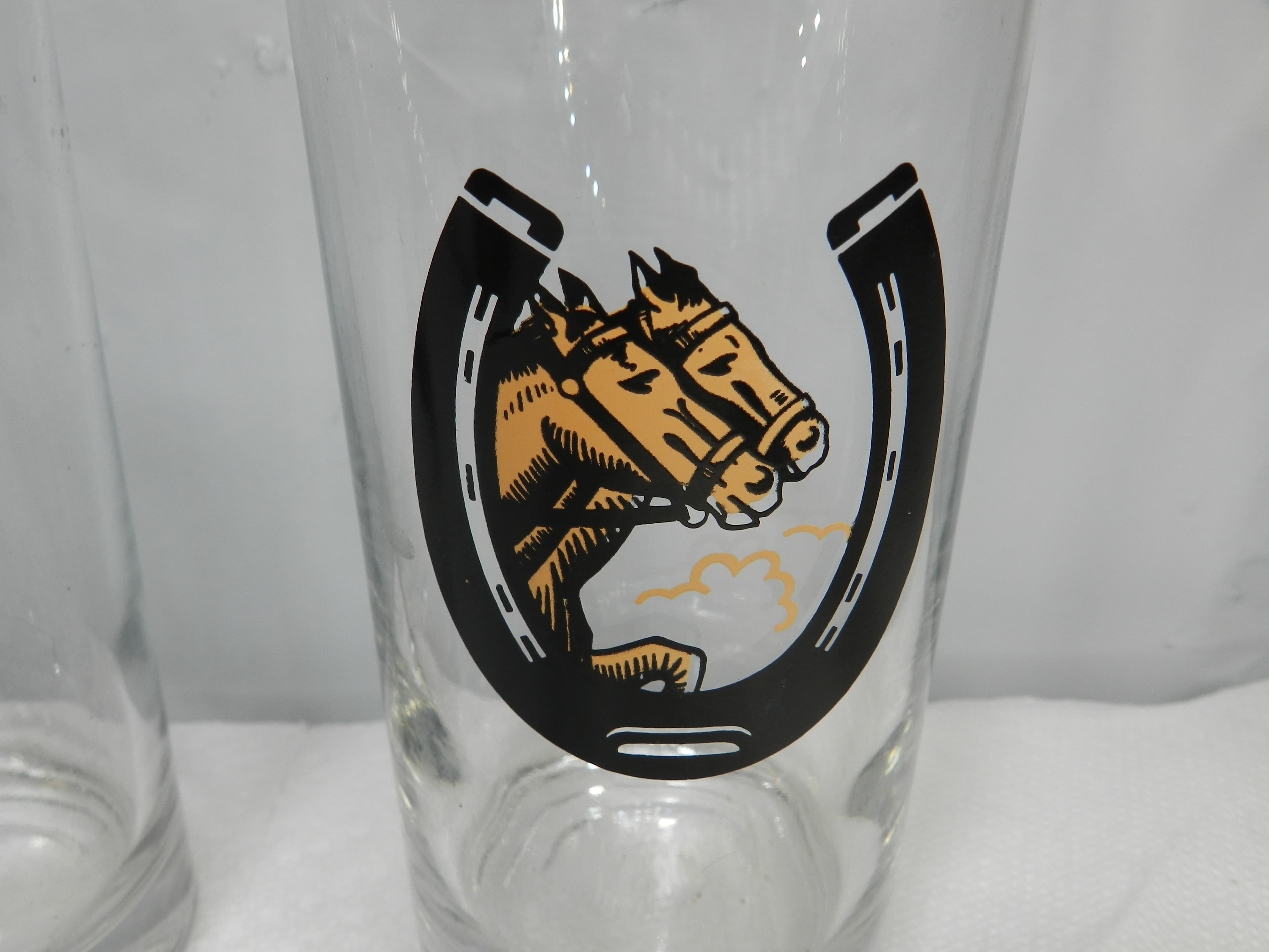 2 Vintage Anchor Hocking Kentucky Derby Horse Racing Julep Glasses  (M98S) - Thumbnail 3