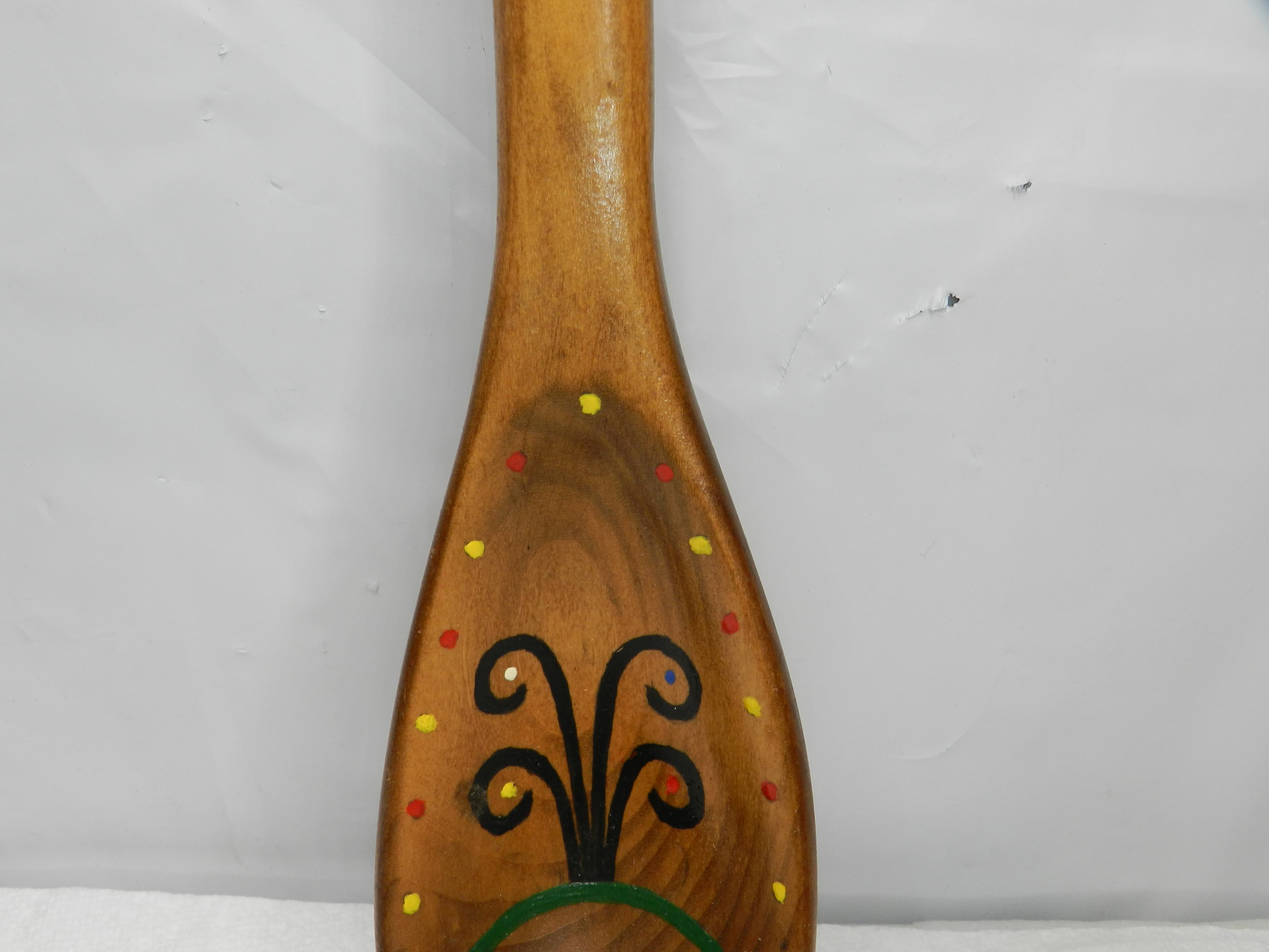 Vintage Folk Art Hand Carved Wooden Spoon Cat Head  by R. Fitzwater  (M99S) - Thumbnail 3