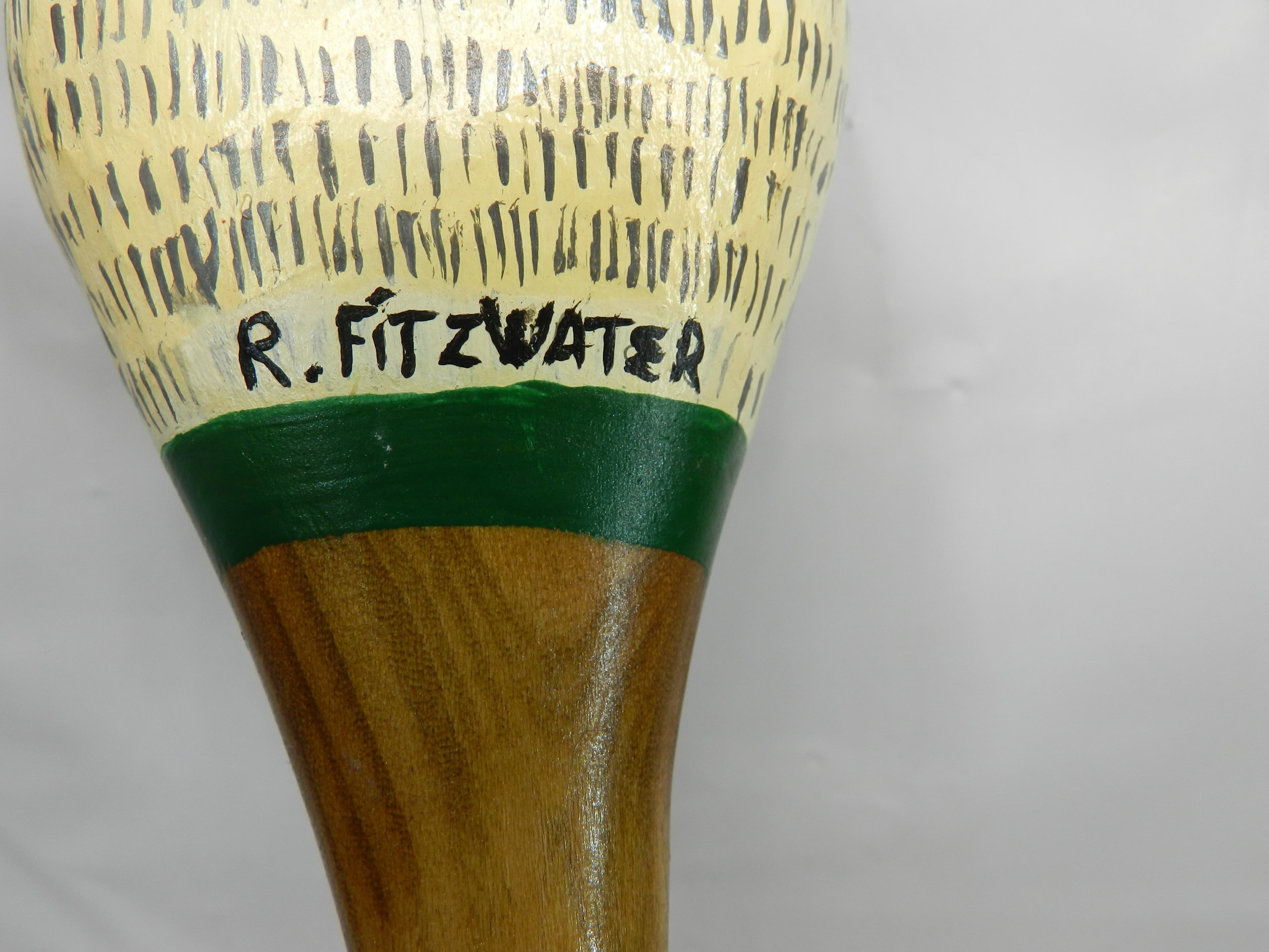 Vintage Folk Art Hand Carved Wooden Spoon Cat Head  by R. Fitzwater  (M99S) - Thumbnail 7