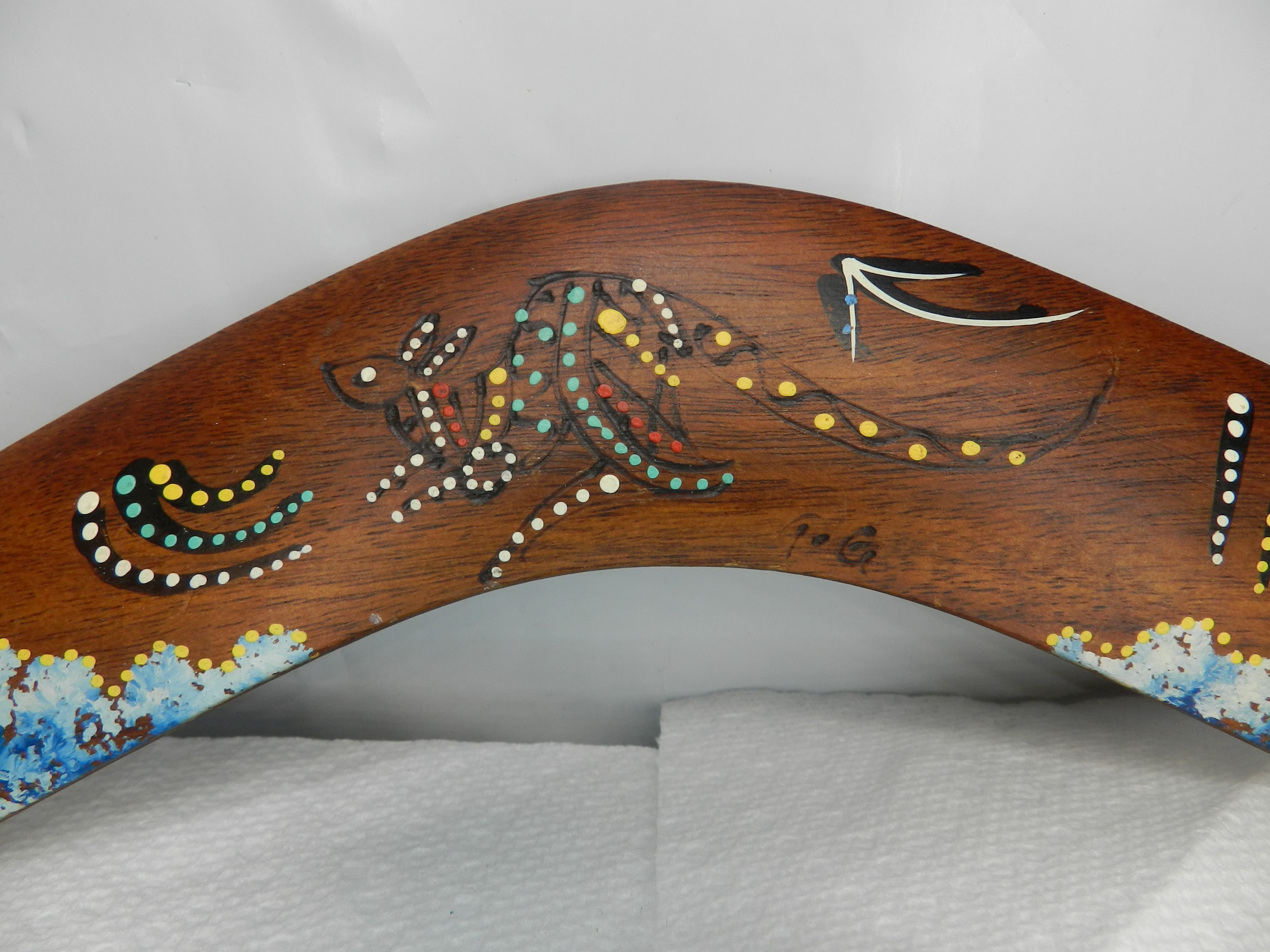 Vintage Australian 10” Boomerang Handmade Hand Painted N1S - Thumbnail 3