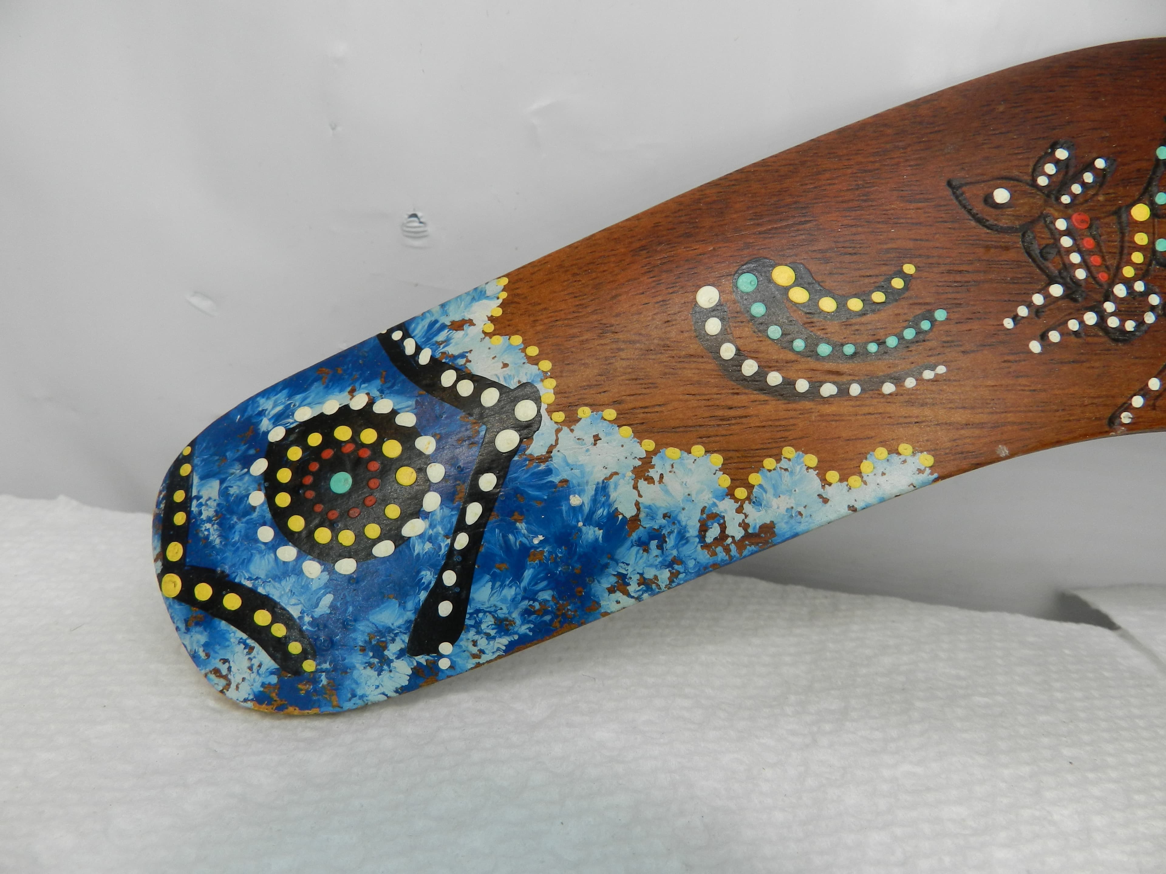 Vintage Australian 10” Boomerang Handmade Hand Painted N1S - Thumbnail 2