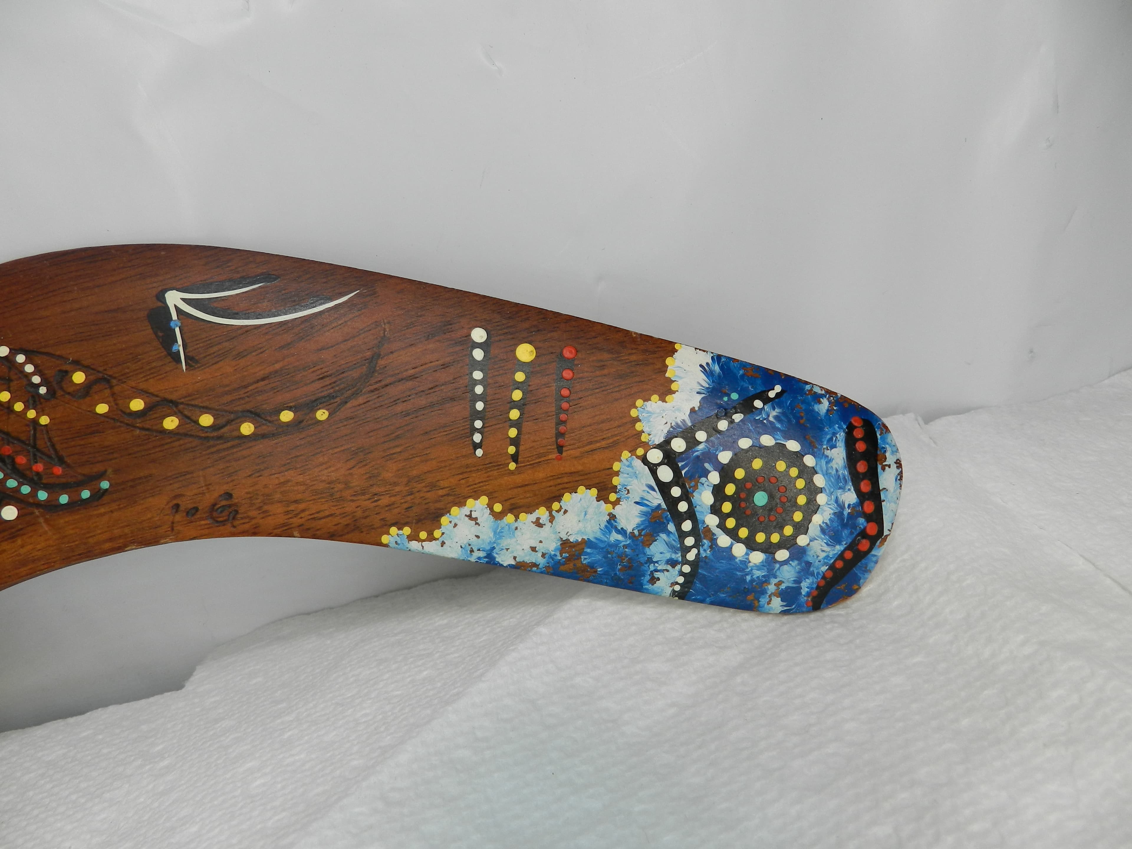 Vintage Australian 10” Boomerang Handmade Hand Painted N1S - Thumbnail 4