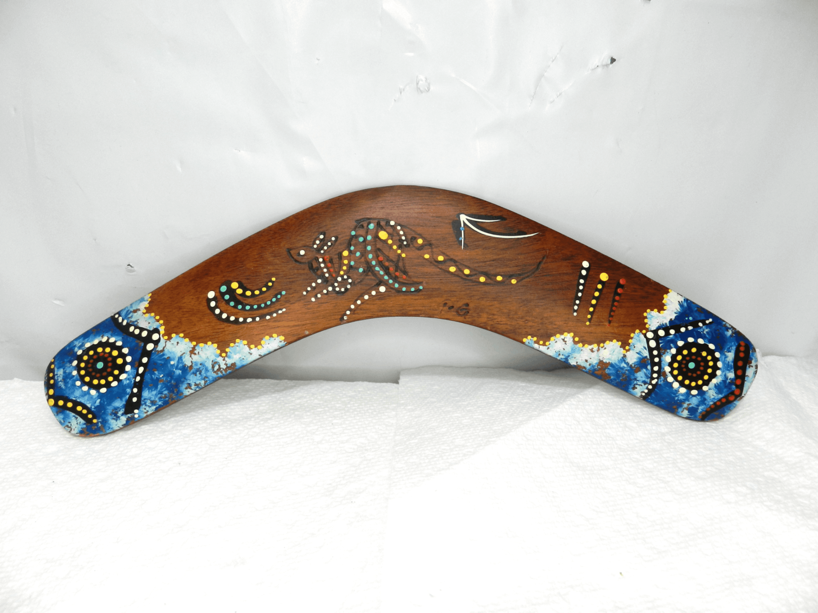 Vintage Australian 10” Boomerang Handmade Hand Painted N1S