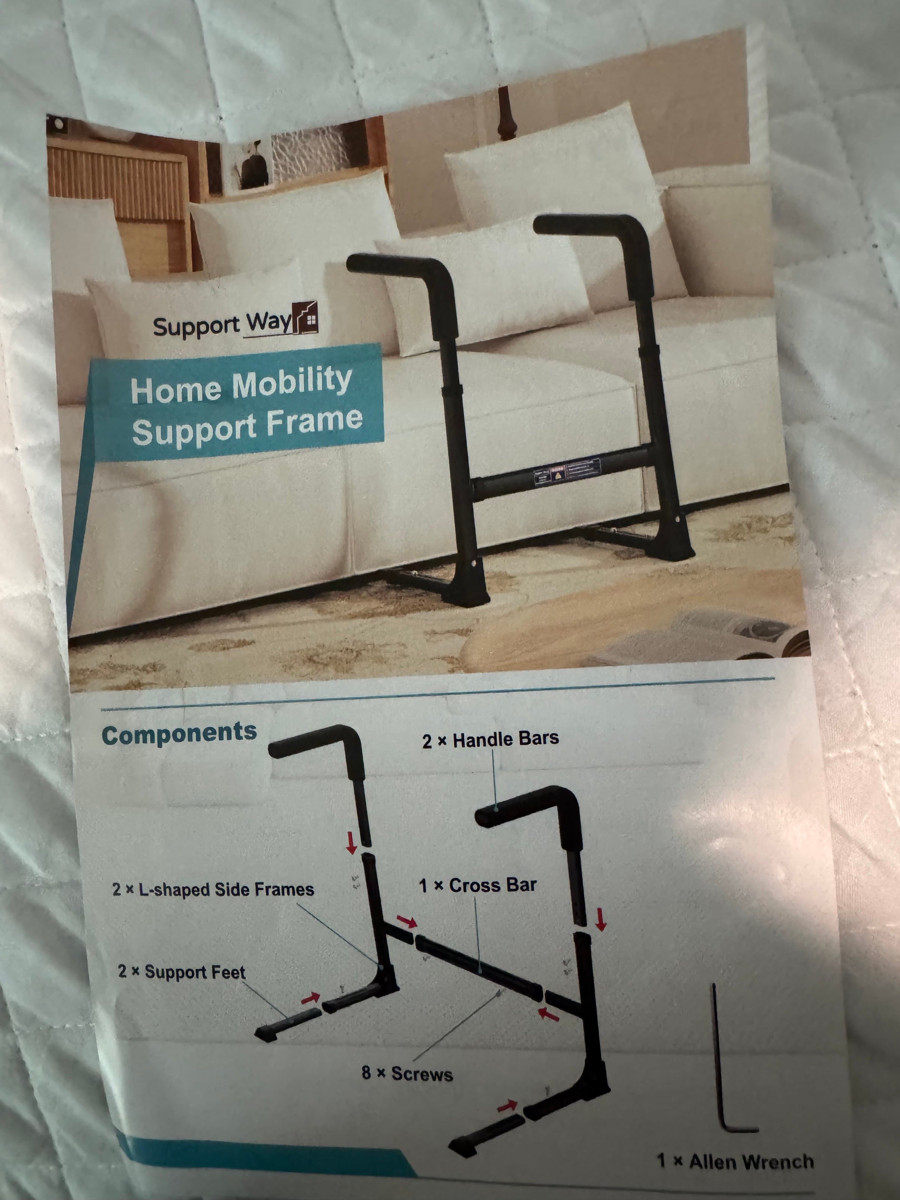"Couch Stand Assist for Elderly, Adjustable Stand Up Assist Chair Raiser, Heavy Duty Stand Assist Aid with Non-Slip Handles for Seniors, 400 lbs Capacity, White - Thumbnail 9