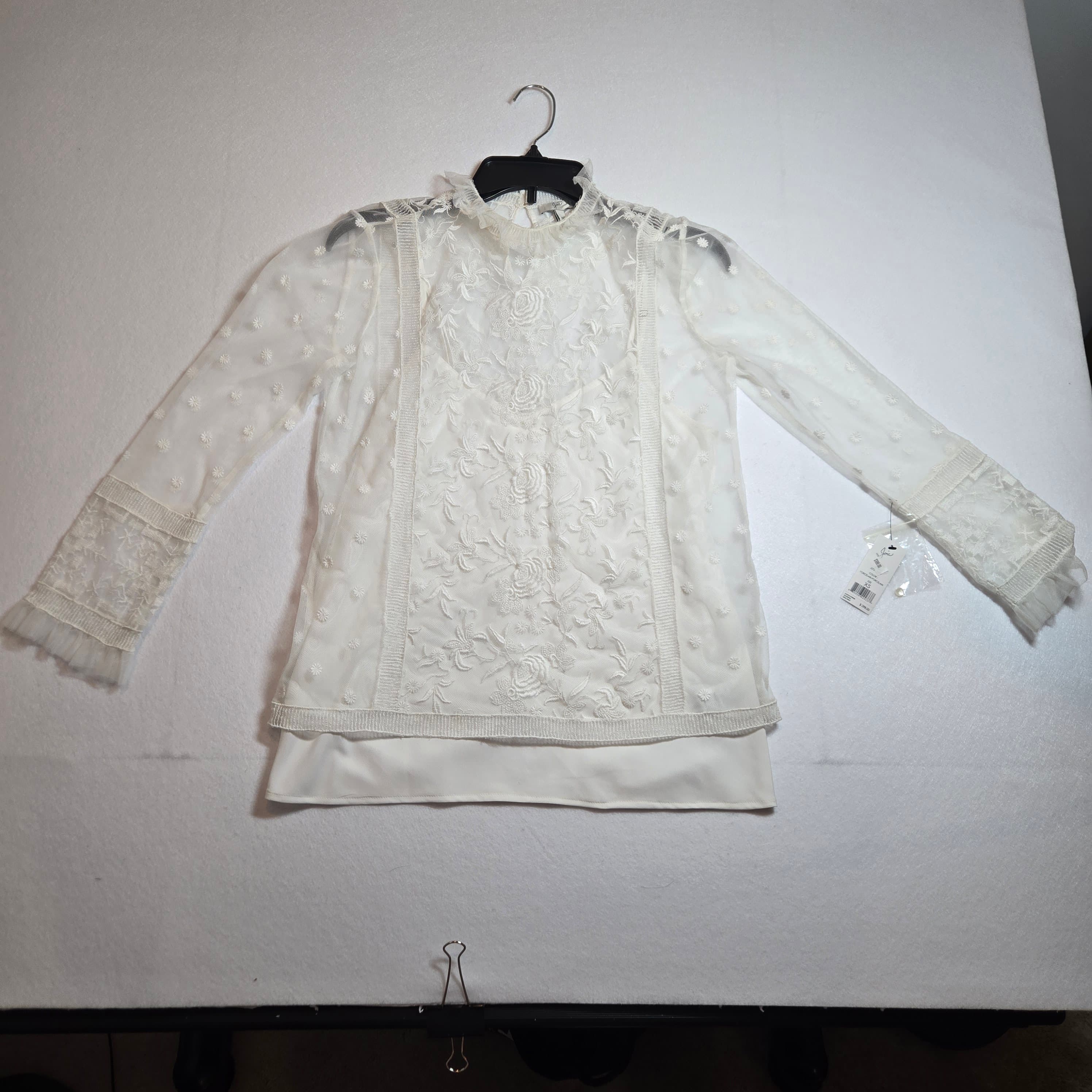 Joie Lace Blouse Ivory Floral Embroidered Size XS NWT - Thumbnail 10