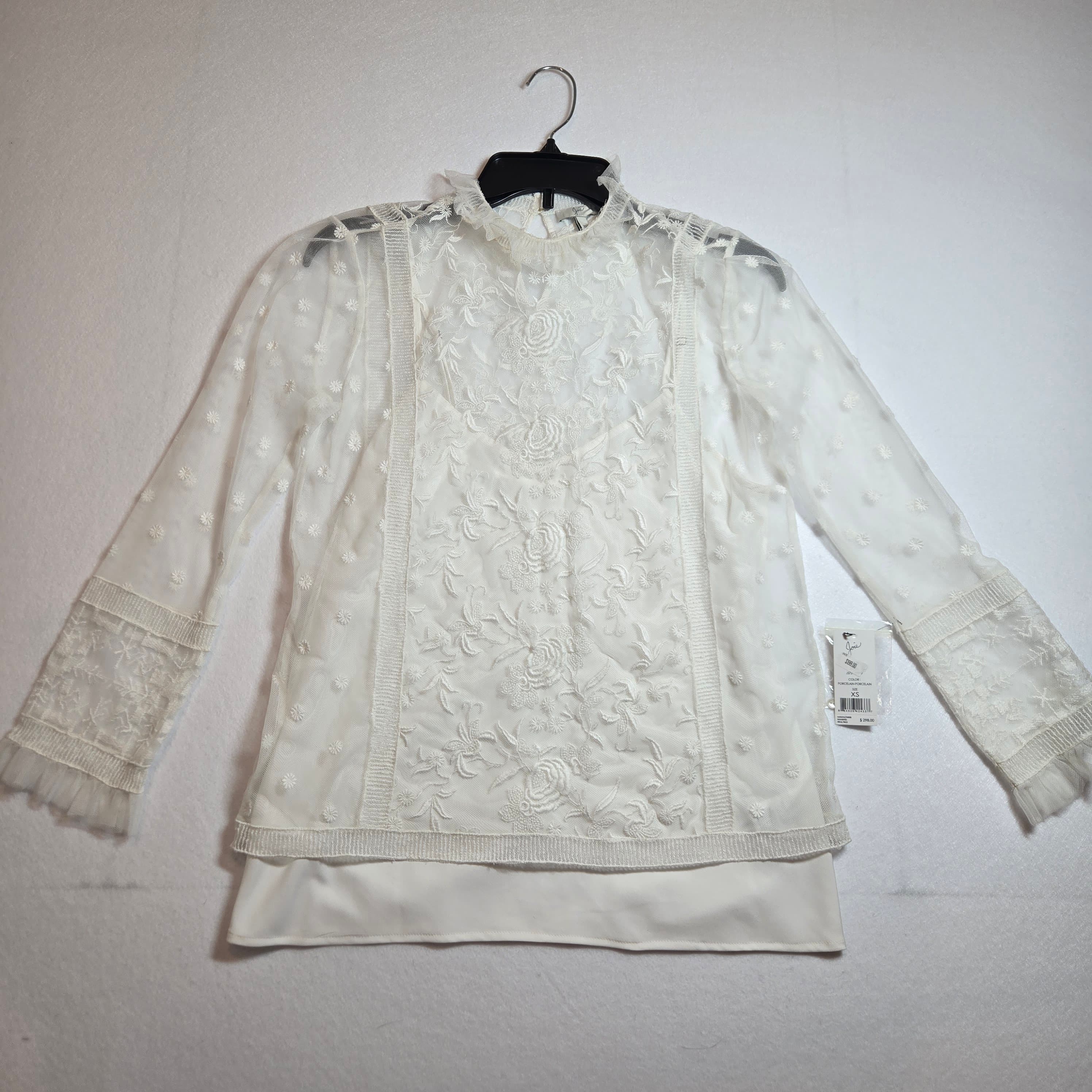 Joie Lace Blouse Ivory Floral Embroidered Size XS NWT
