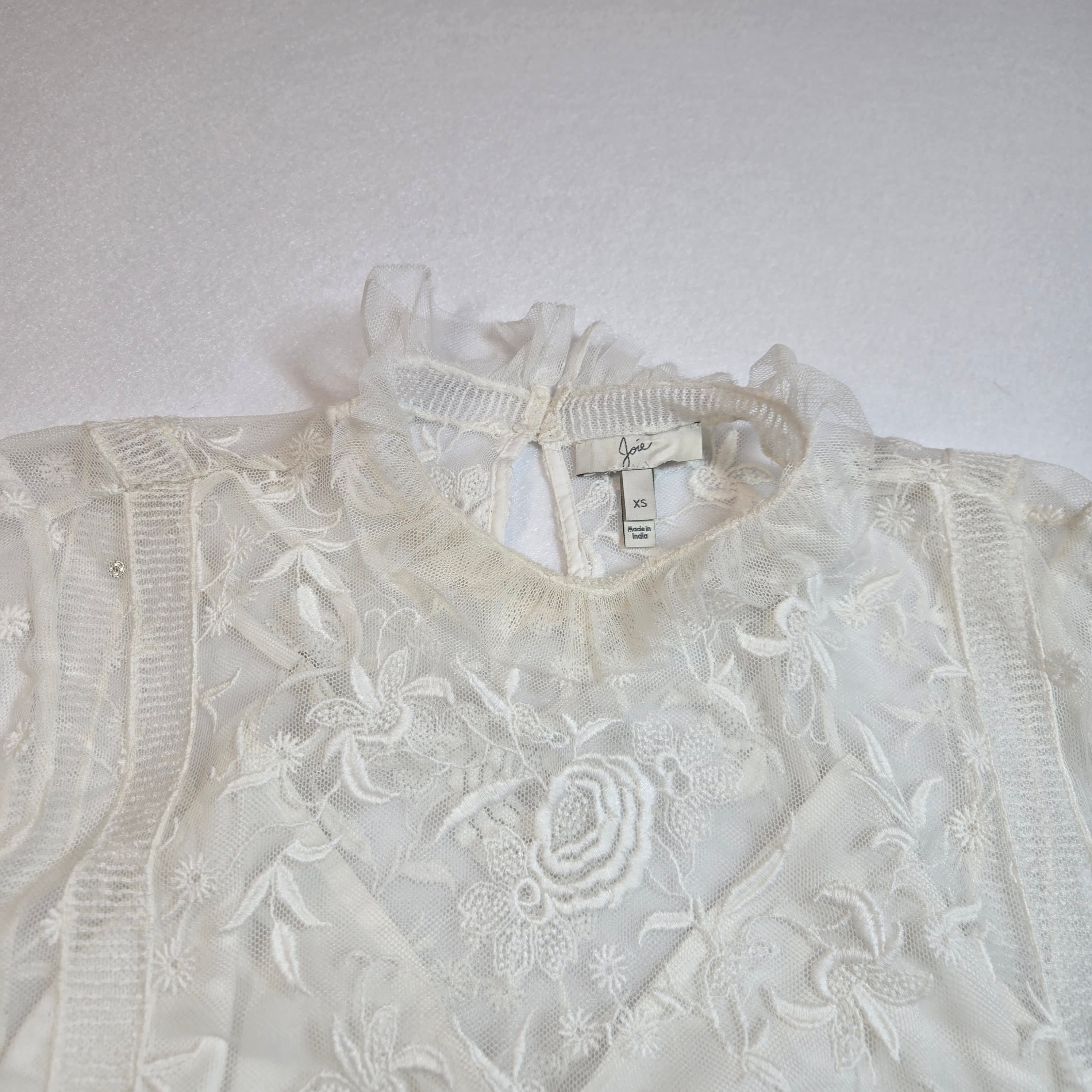 Joie Lace Blouse Ivory Floral Embroidered Size XS NWT - Thumbnail 5