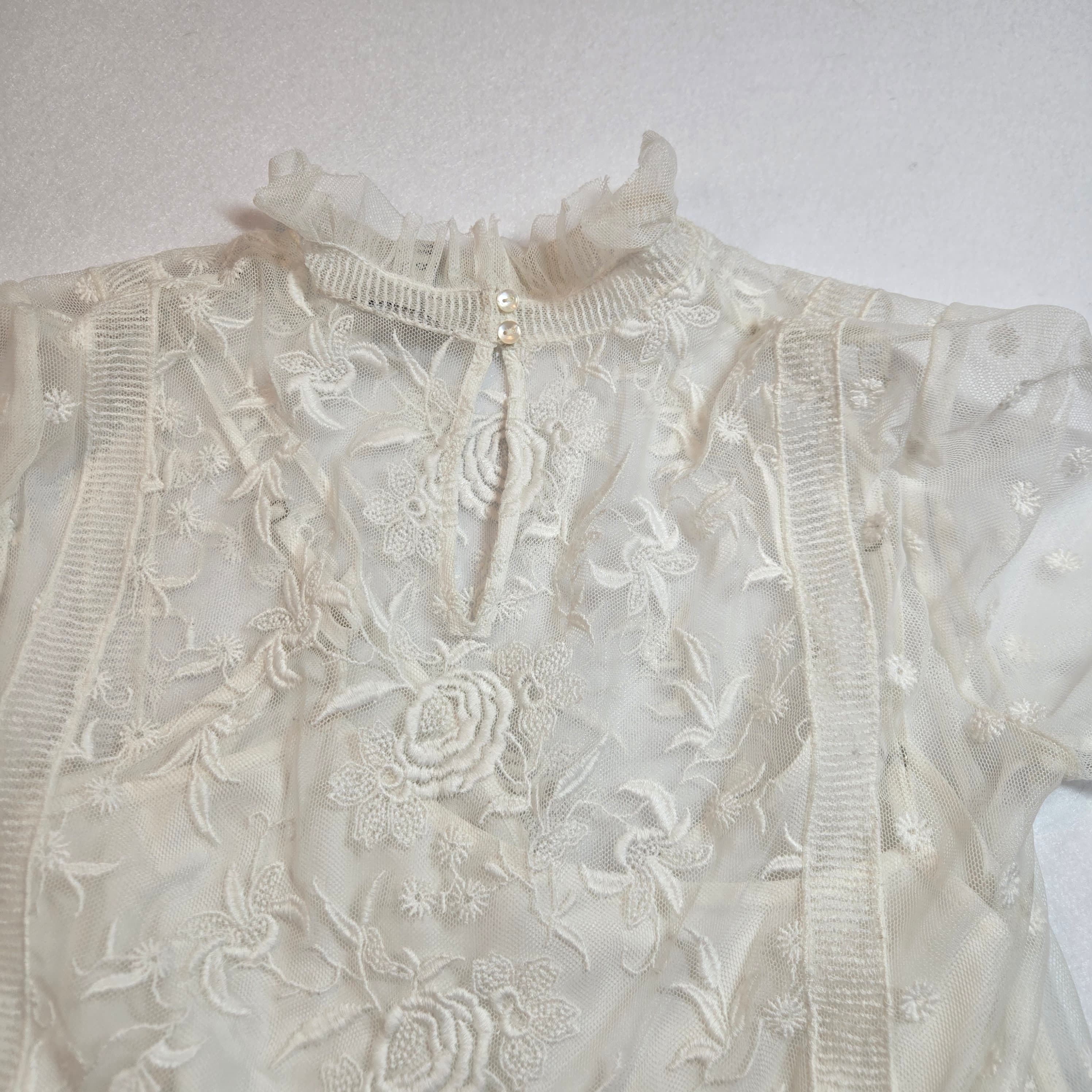 Joie Lace Blouse Ivory Floral Embroidered Size XS NWT - Thumbnail 3