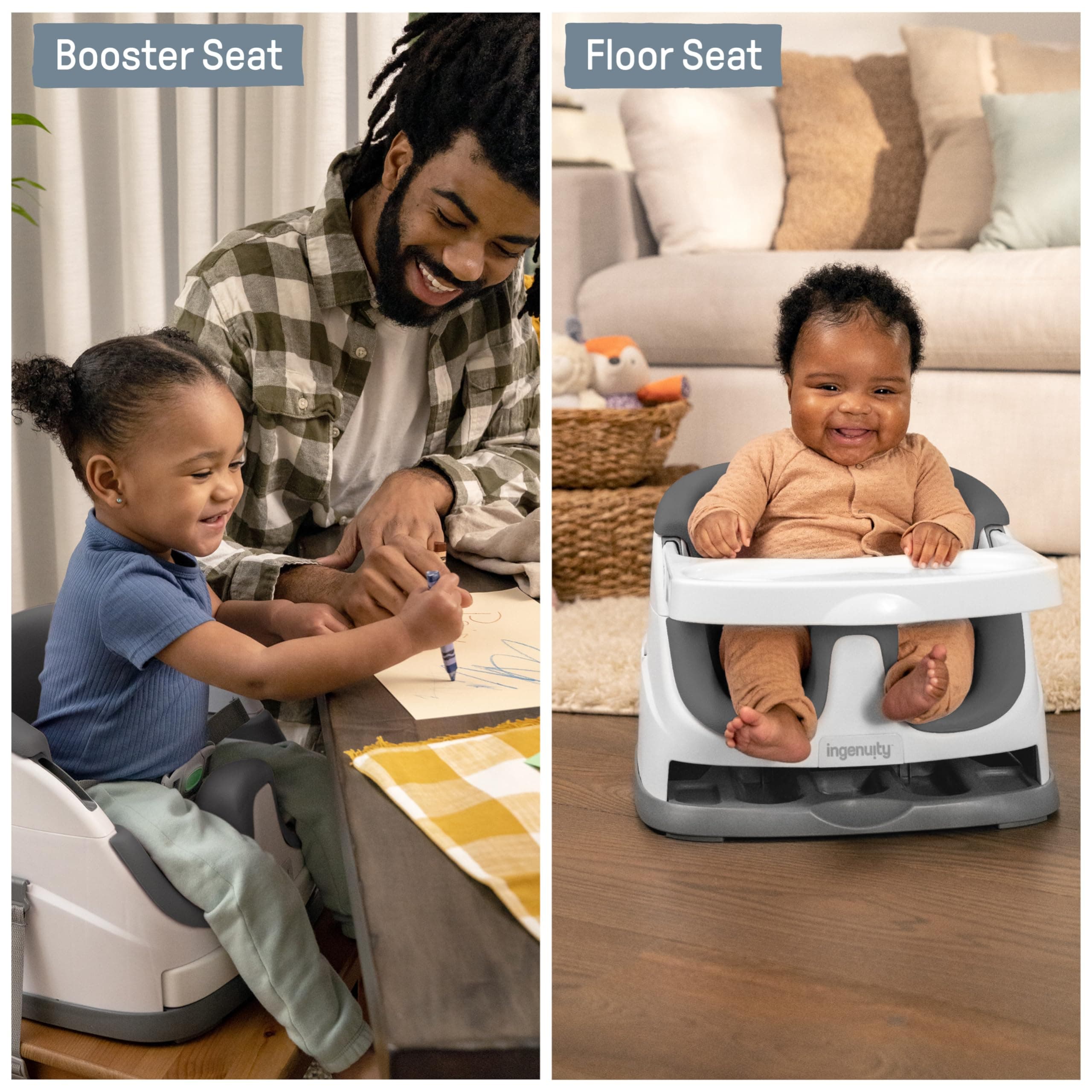 Ingenuity Baby Booster & Floor Seat with Tray - Thumbnail 2