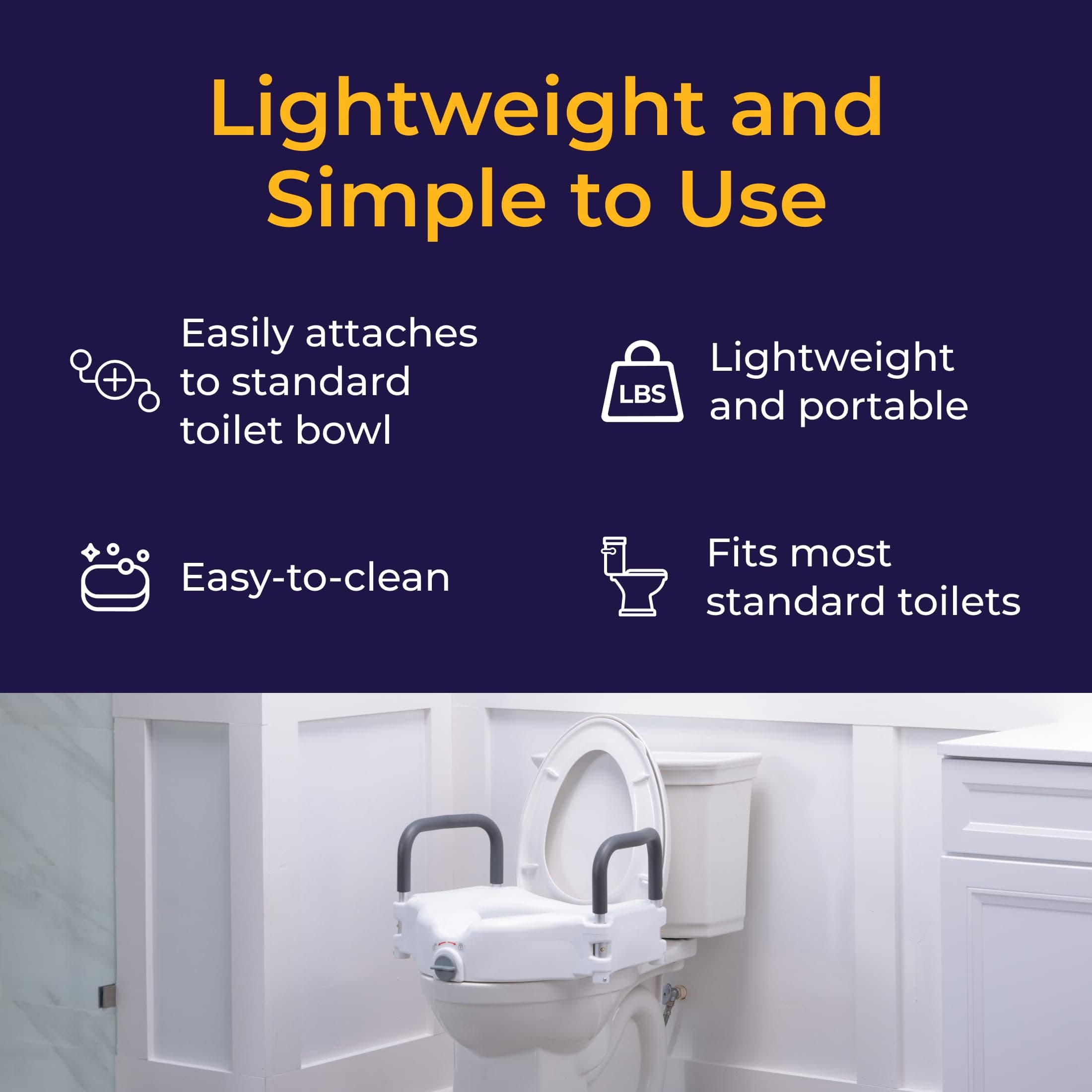 Drive Medical 2-in-1 Raised Toilet Seat with Removable Padded Arms - Elevated Bathroom Safety Support - Secure Locking Attachment - Easy Height Assistance - Durable Plastic Construction - Thumbnail 7