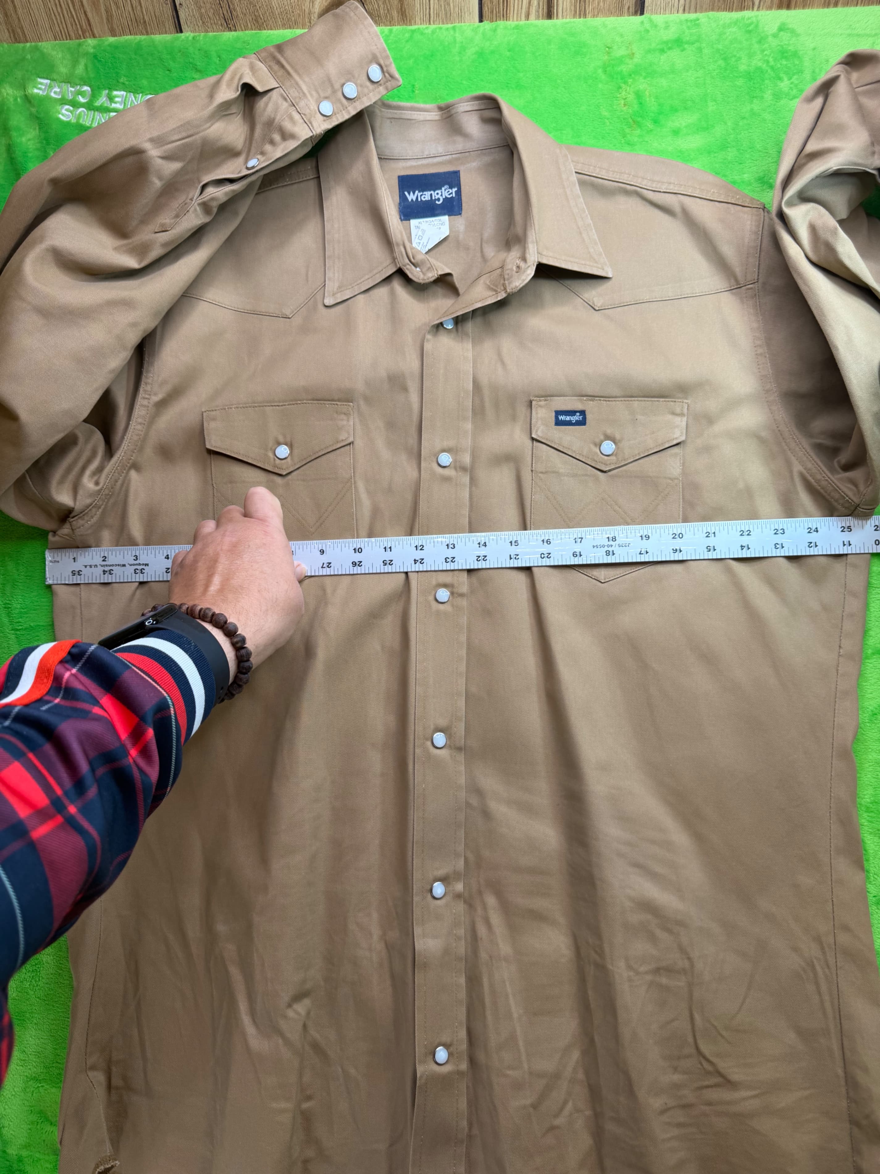 Wrangler Cowboy Cut Firm Finish Western Snap Shirt Mens XLT Tan - Thumbnail 5