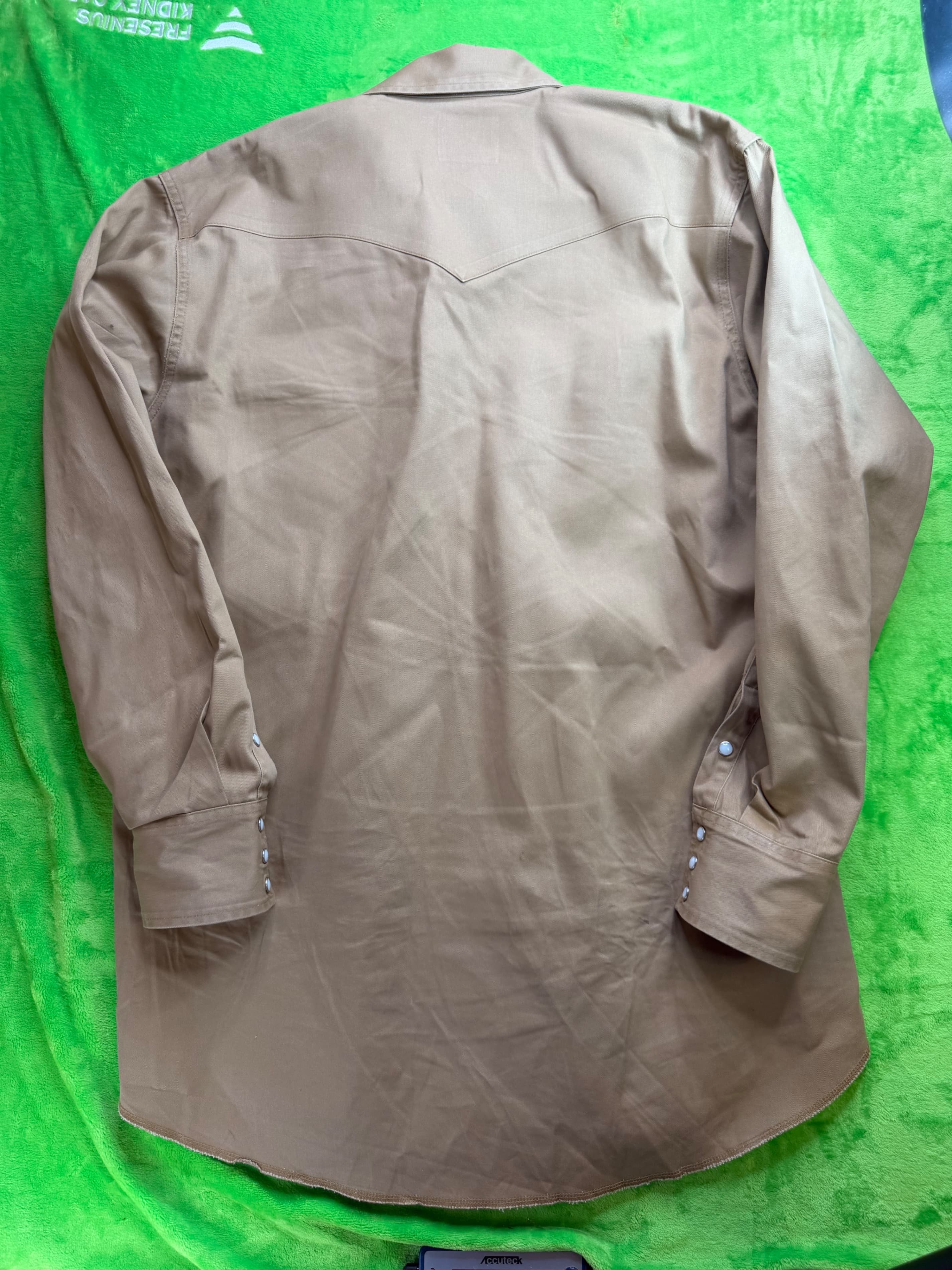 Wrangler Cowboy Cut Firm Finish Western Snap Shirt Mens XLT Tan - Thumbnail 2