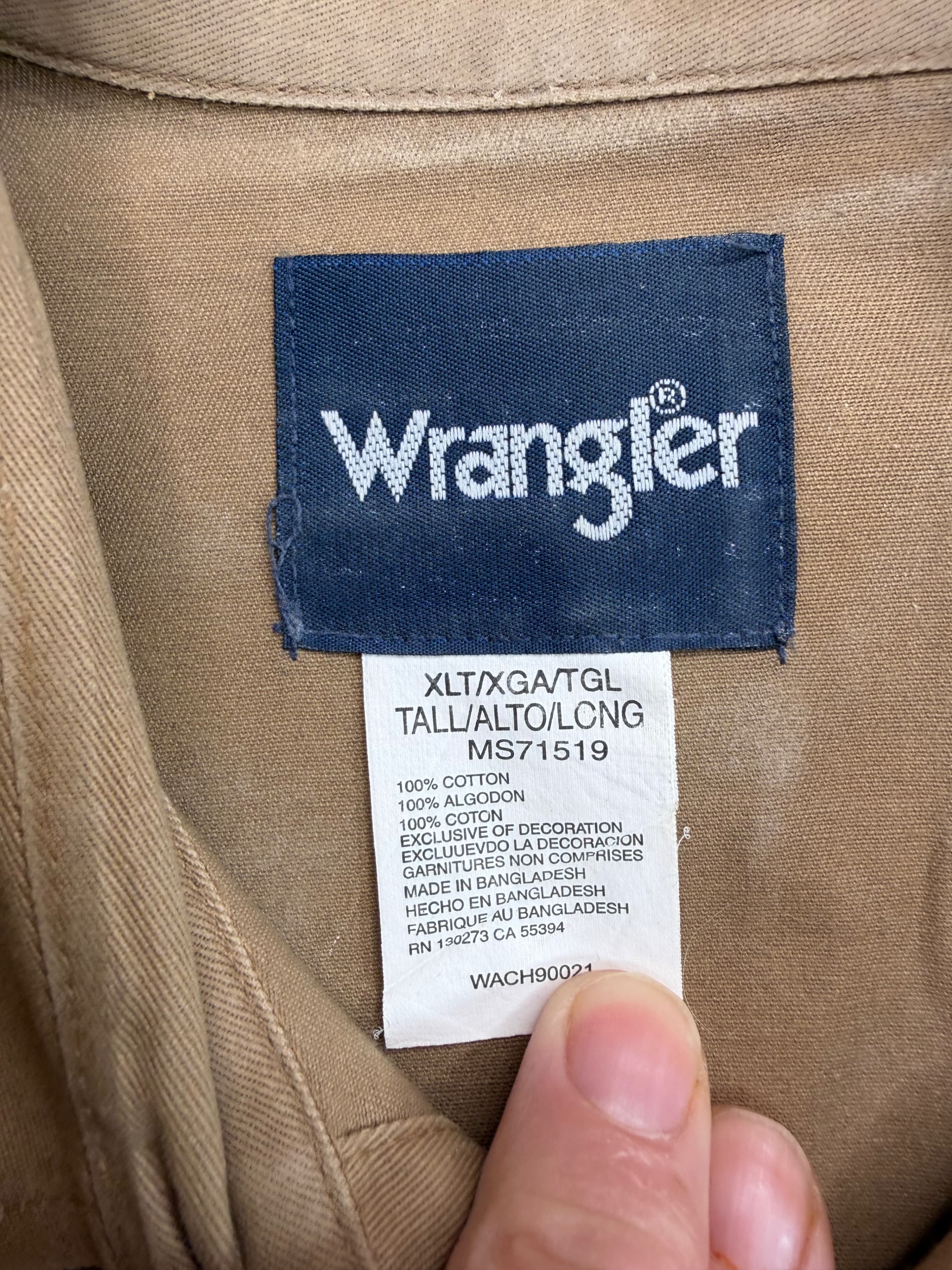 Wrangler Cowboy Cut Firm Finish Western Snap Shirt Mens XLT Tan - Thumbnail 3
