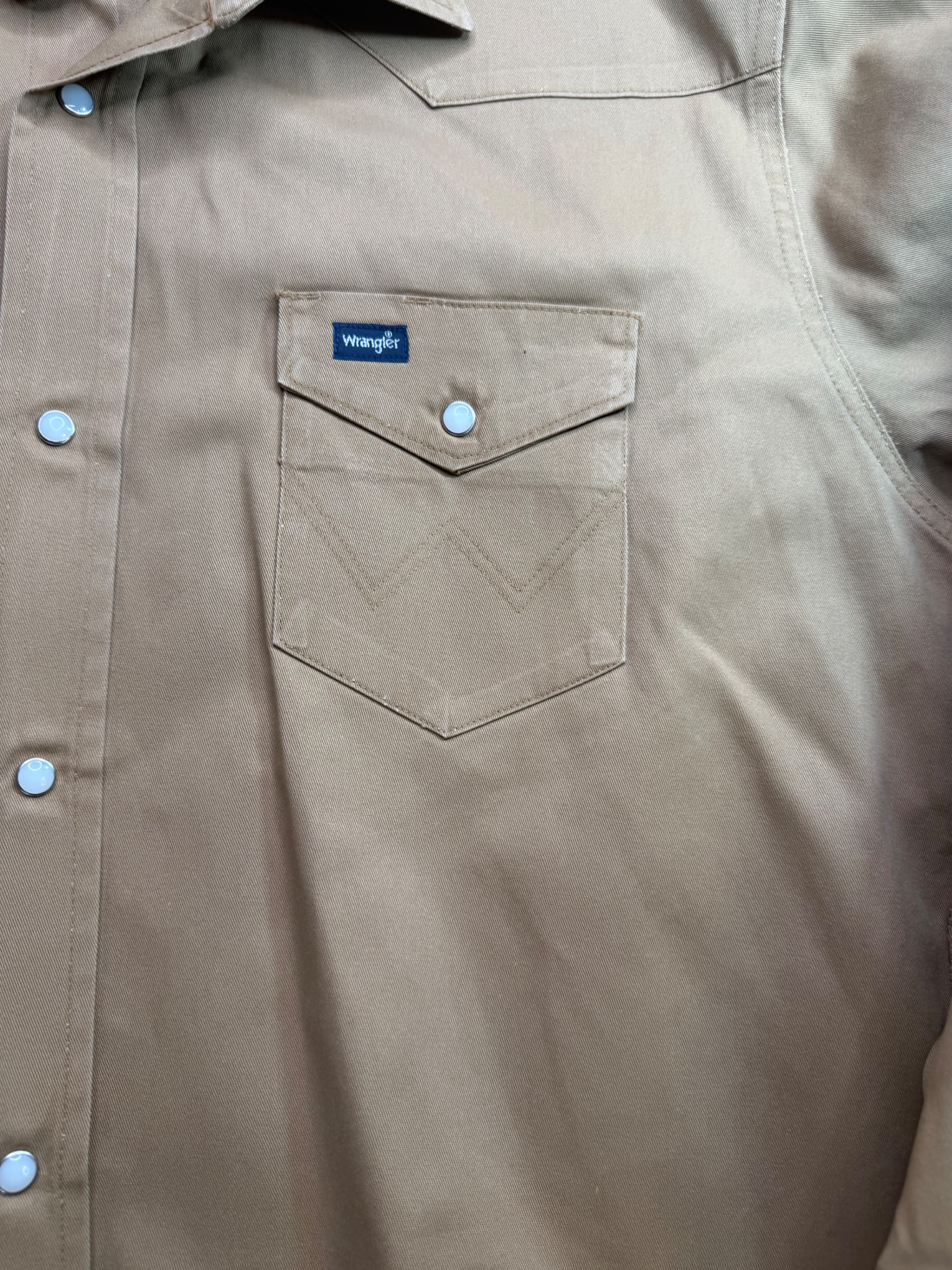 Wrangler Cowboy Cut Firm Finish Western Snap Shirt Mens XLT Tan - Thumbnail 4