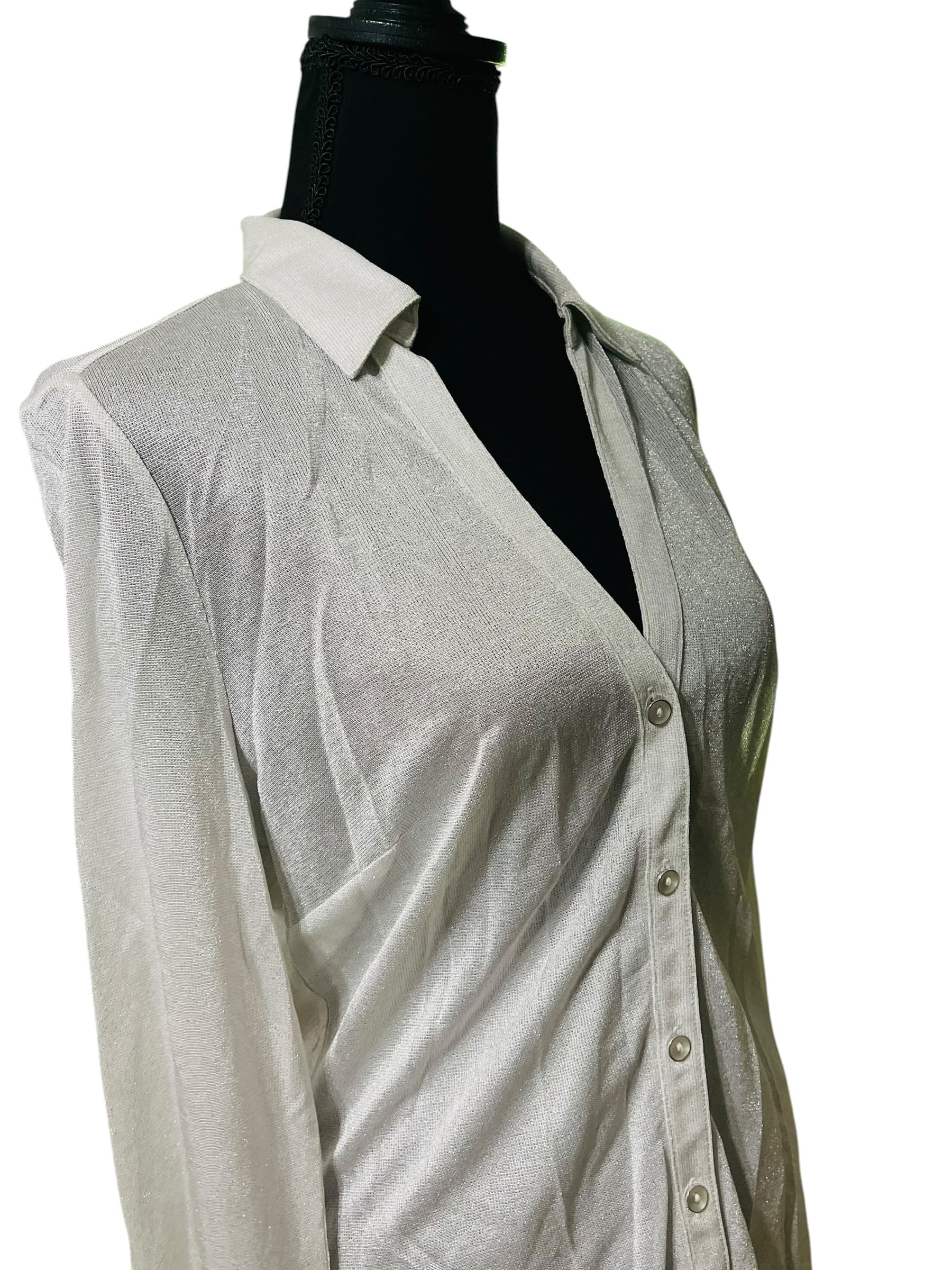 Cache Glitter Long Sleeve Button Up Blouse/Top - Thumbnail 5